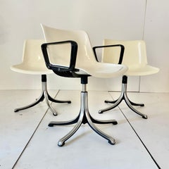 Set of Three Tecno Office Chairs, " Modul " Model, Osvaldo Borsani, Italy, 1960s