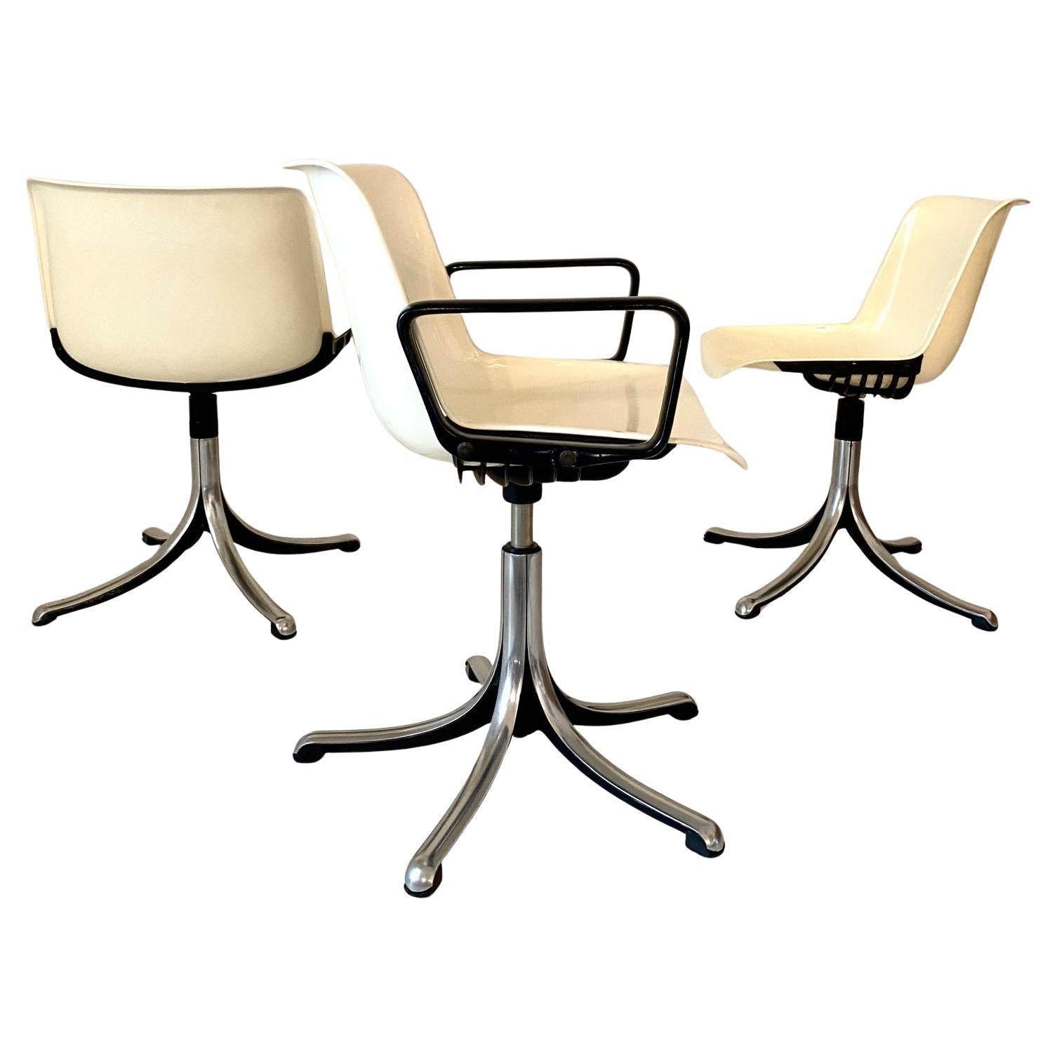 Satz von drei Modus-Büro-Schreibtischstühlen, Osvaldo Borsani für Tecno, Italien 1960