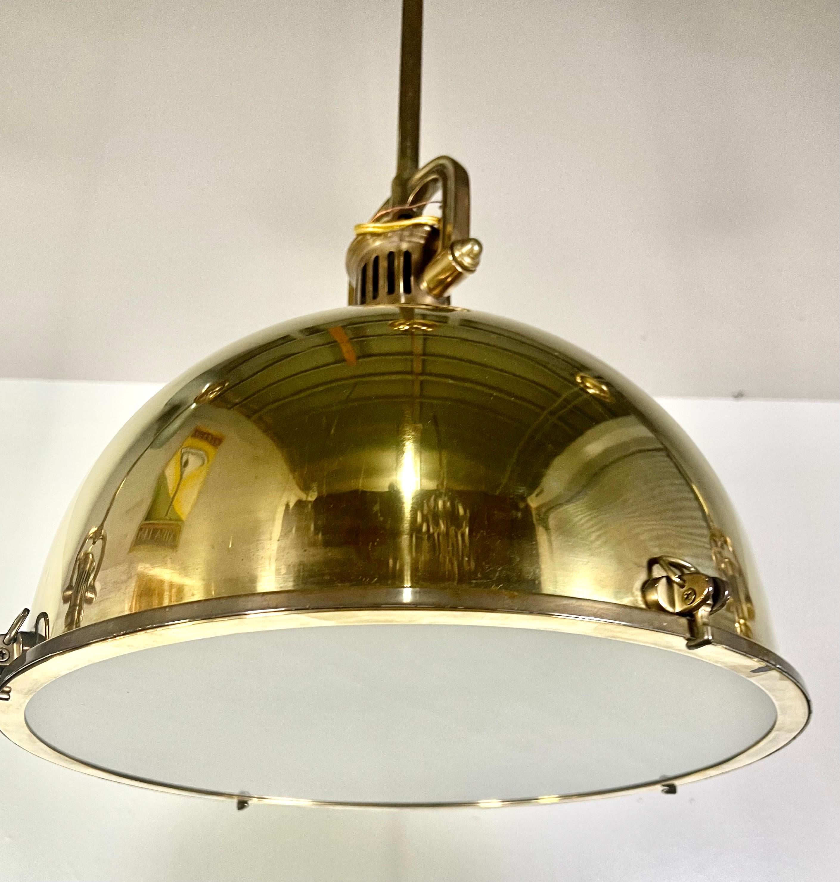 Set of Three Monumental Brass Domed Shaped Pendants  For Sale 3