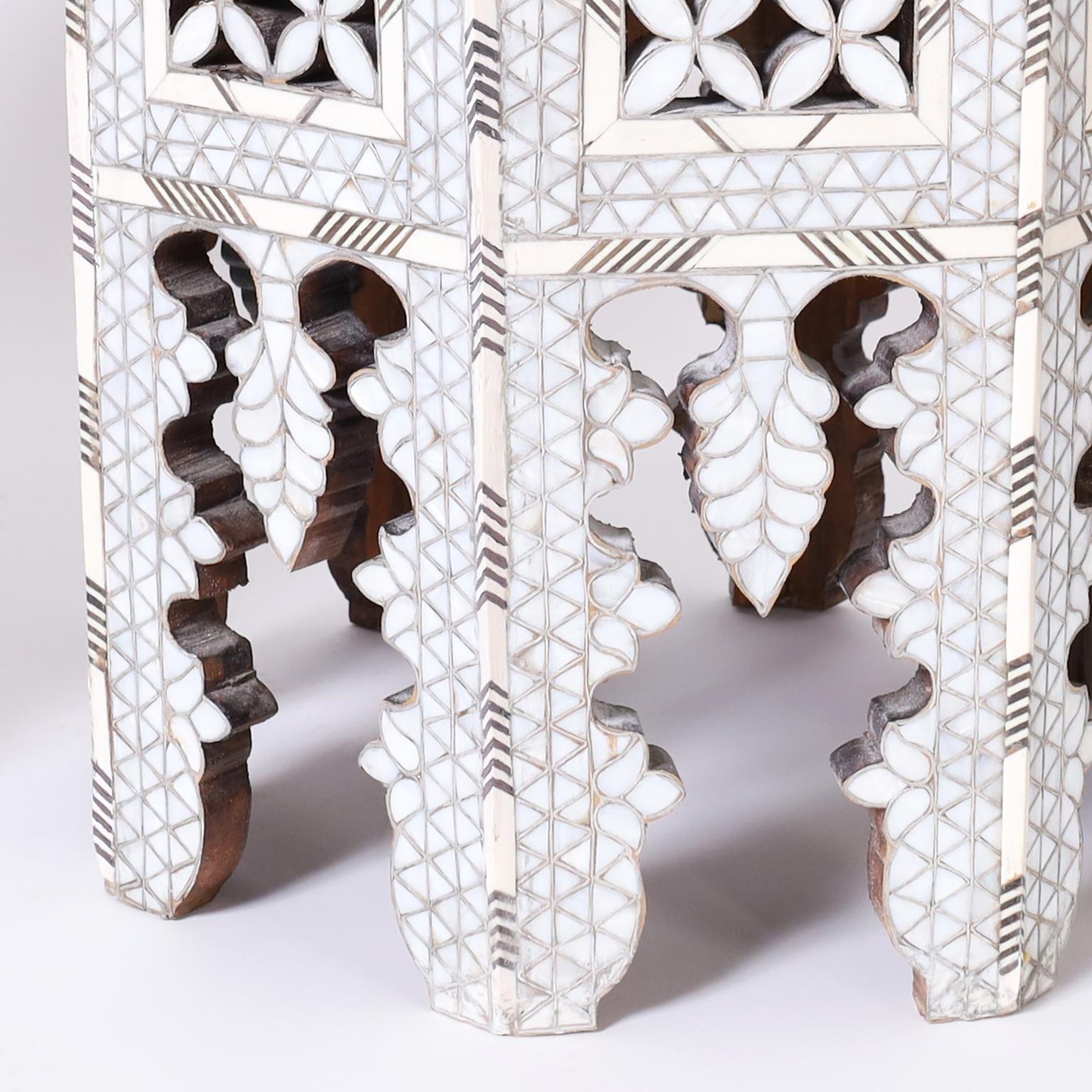 Set of Three Moroccan Mother of Pearl Stands or Tables, Priced Individually For Sale 4