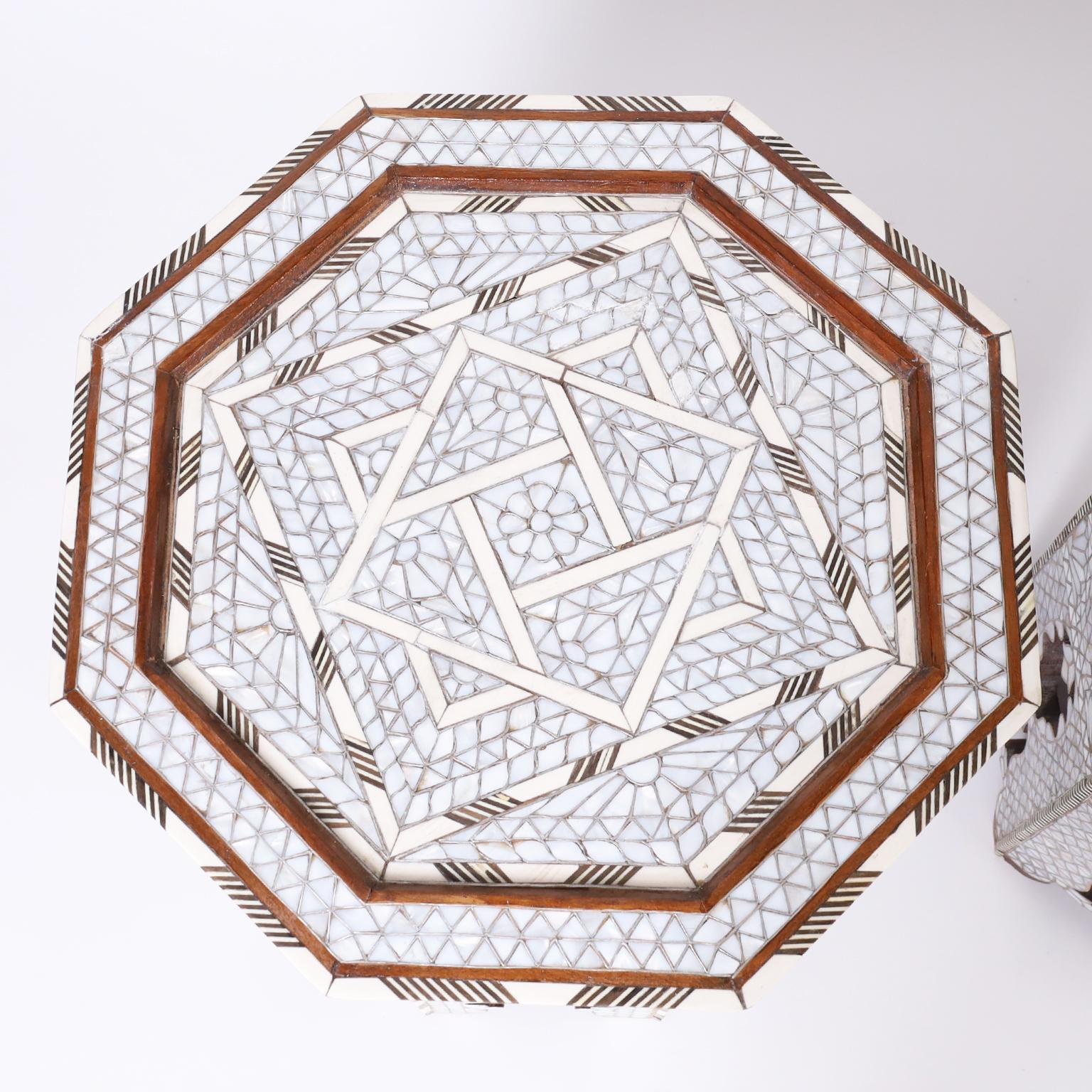 Inlay Set of Three Moroccan Mother of Pearl Stands or Tables, Priced Individually