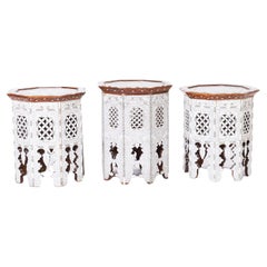 Antique Set of Three Moroccan Mother of Pearl Stands or Tables, Priced Individually