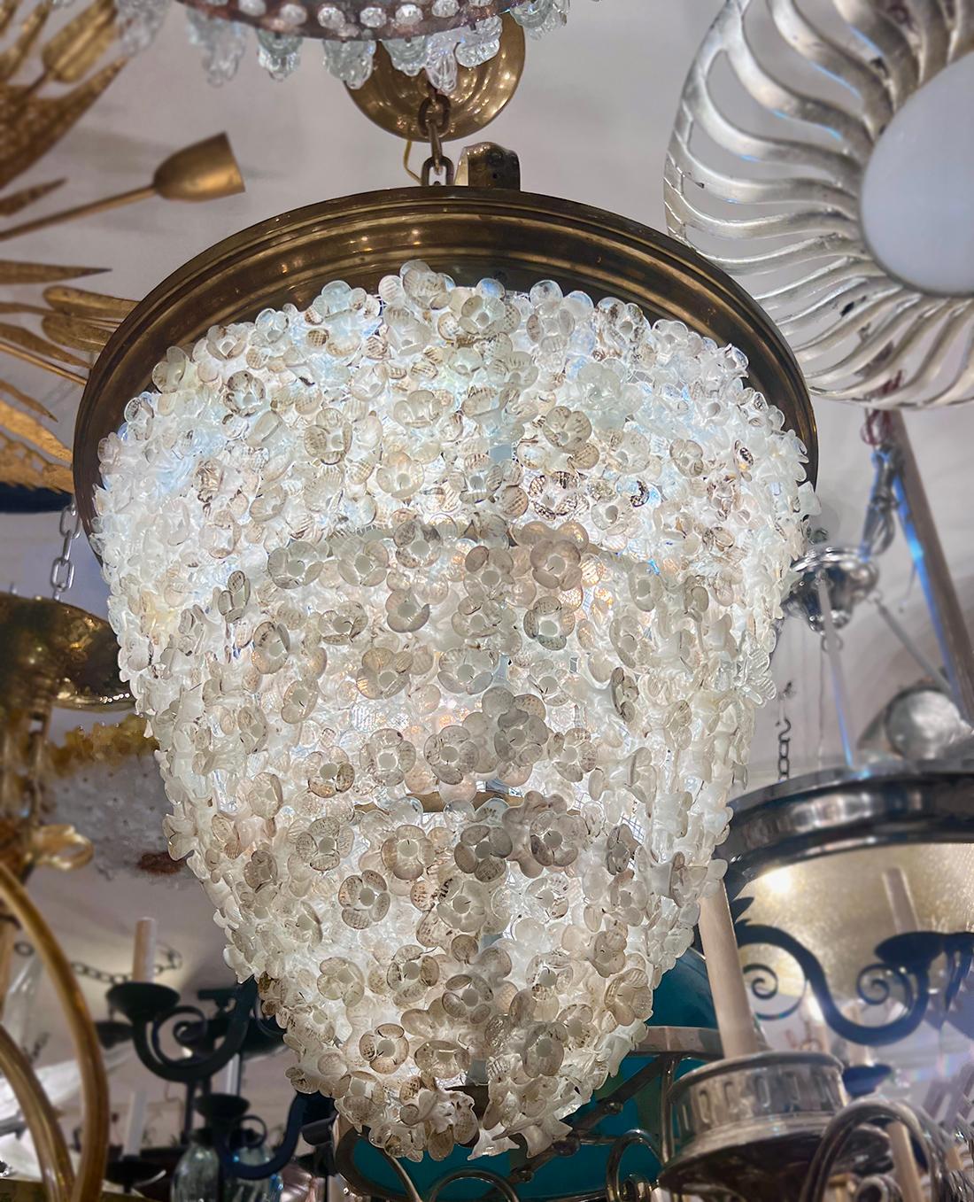 Mid-20th Century Set of Three Murano Flower Basket Lanterns. Sold Individually. For Sale