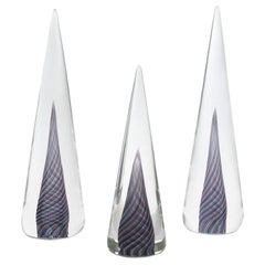 Ensemble de trois décorations en verre de Murano en forme de cône par Cenedese