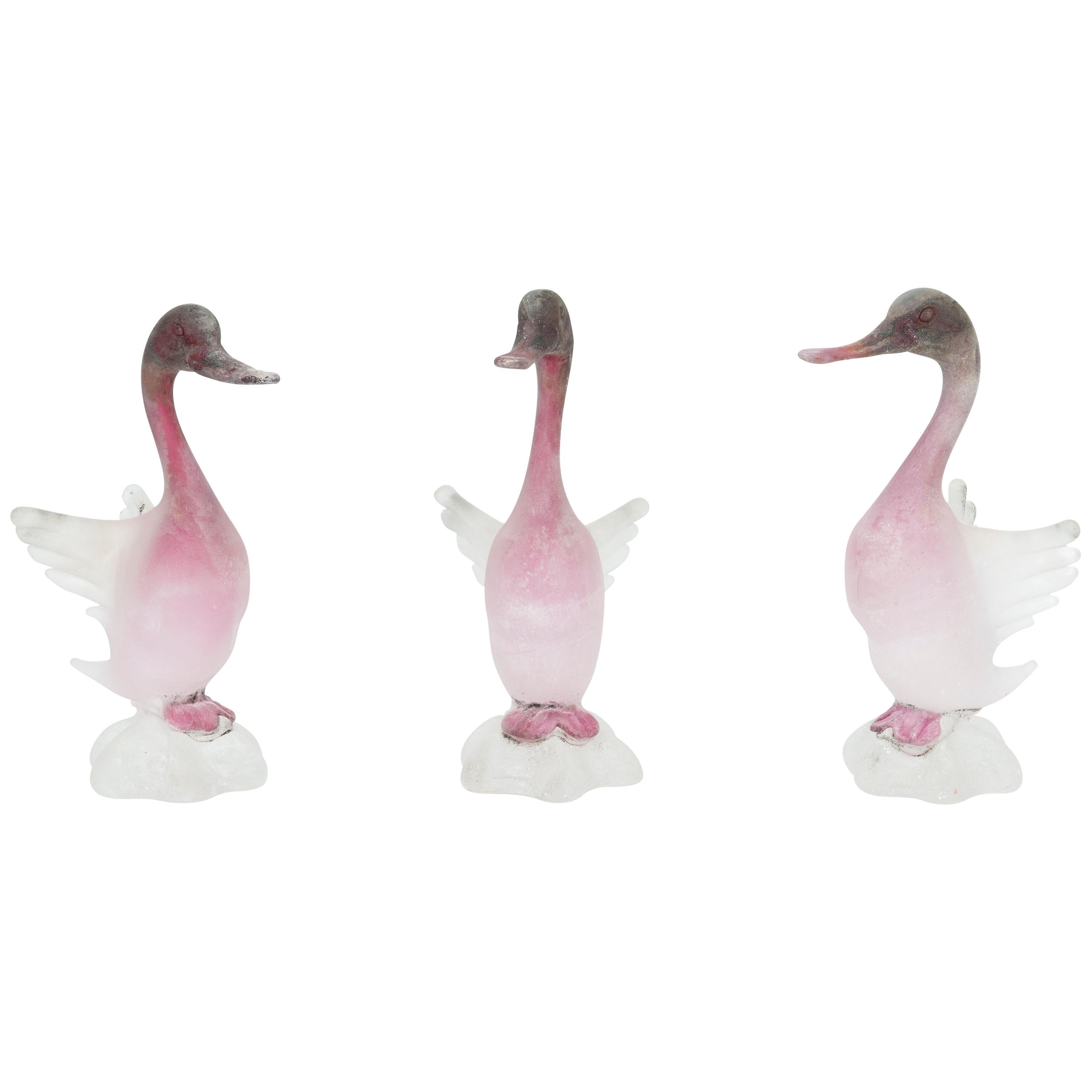 Set of Three Murano Glass Ducks by Gino Cenedese, 1980s