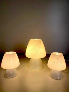 Set of Three Murano Glass Mushroom Table Lamps by Maestri Muranesi