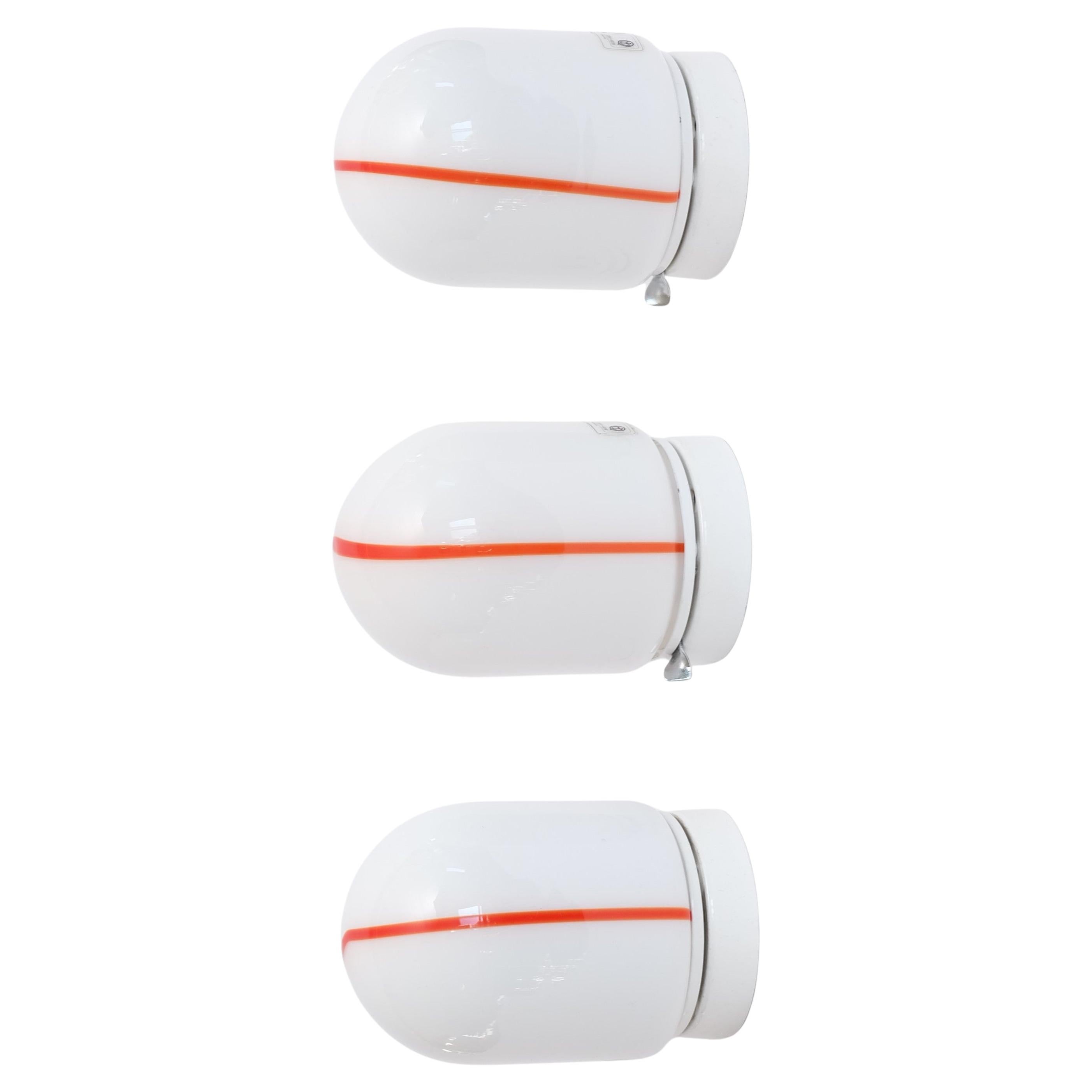 Set Of Three Murano Glass Sconces, Italian Wall Lights By Renato Toso For Leucos For Sale