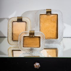 Set of Three Murano Glass Table Frames by Barovier & Toso, Italy, Mid-20th C.