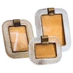 Set of Three Murano Glass Table Frames by Barovier & Toso, Italy, Mid-20th C.