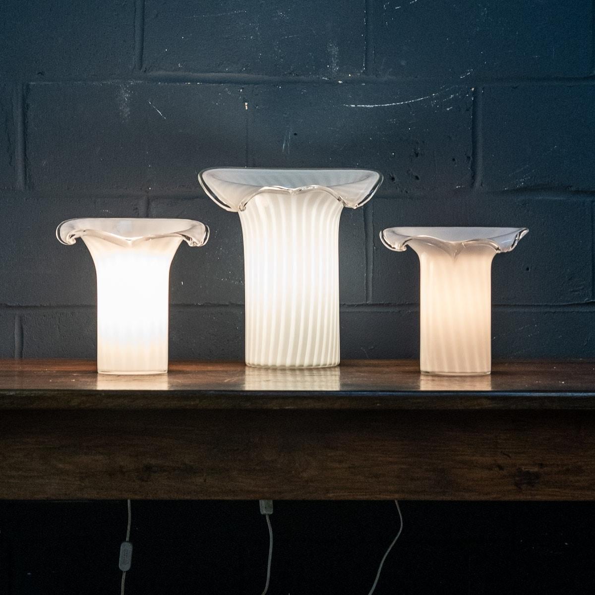 Set of Three Murano Glass Table Lamps Made in Venice, Italy, C.1980 For Sale 5