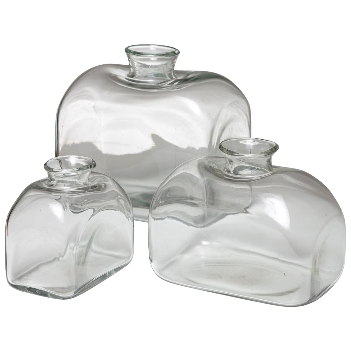 Set of Three Murano Glass Vases Attributed to Barbini