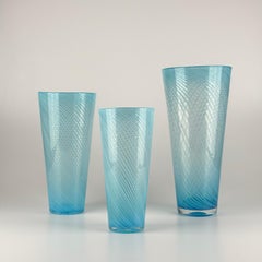 Set of Three Murano Glass Vases in the Style of Gio Ponti, Italy, 1970s