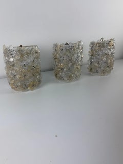 Set of three Murano Glass Wall Lamps attributed to Ercole Barovier, 1940s