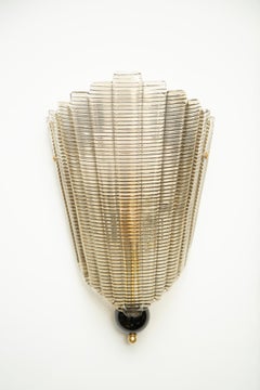 Set of Three Murano Glass Wall Sconces, Art Deco Style, in Stock