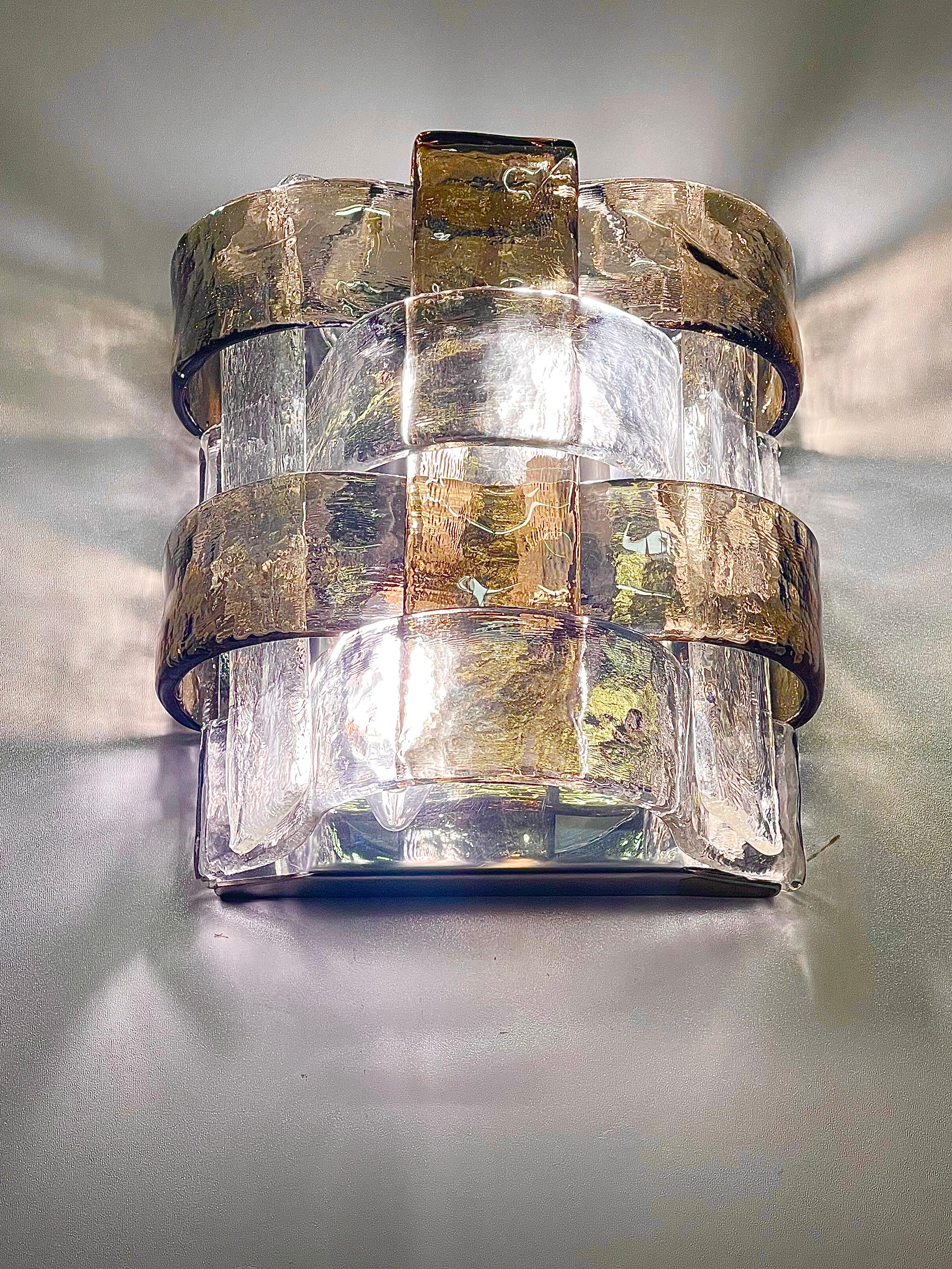 Set of Three Murano Glass Wall Sconces by Carlo Nason for Mazzega, circa 1960s In Excellent Condition For Sale In Wiesbaden, Hessen