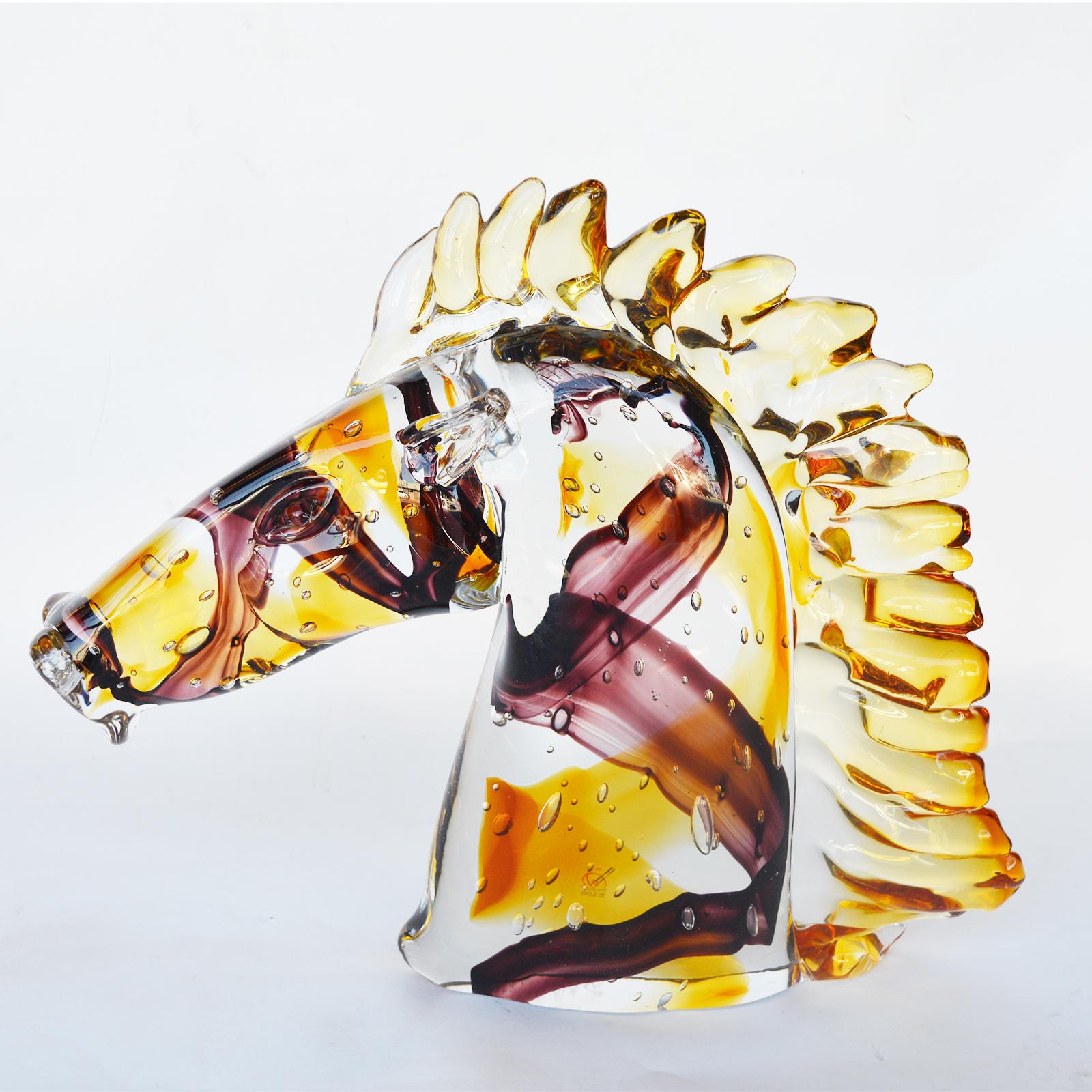 Set von drei Murano-Pferdenkopf-Skulpturen von Sergio Costantini, 1980er Jahre im Angebot 4