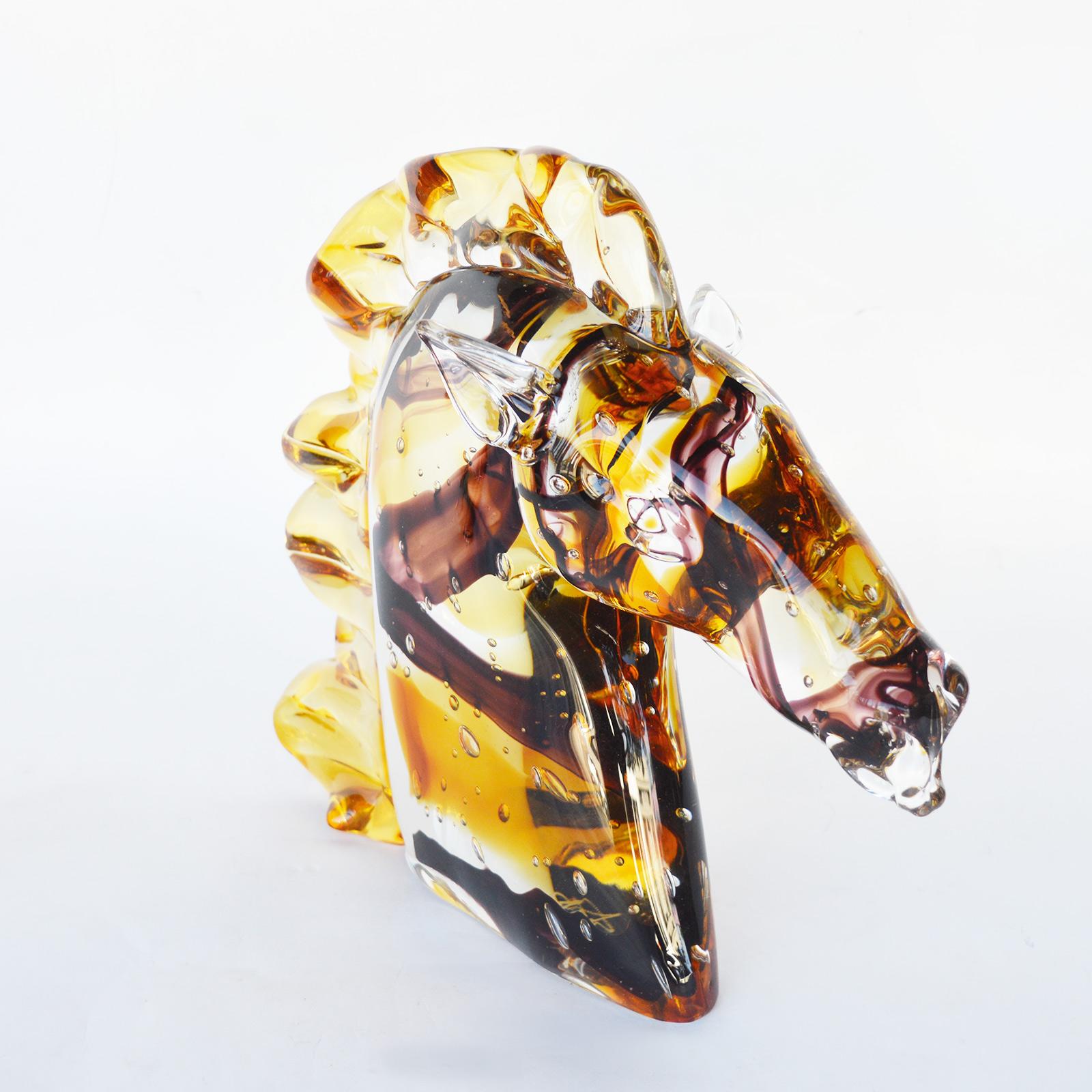 Italian Set of Three Murano Horses Head Sculptures by Sergio Costantini, 1980s For Sale
