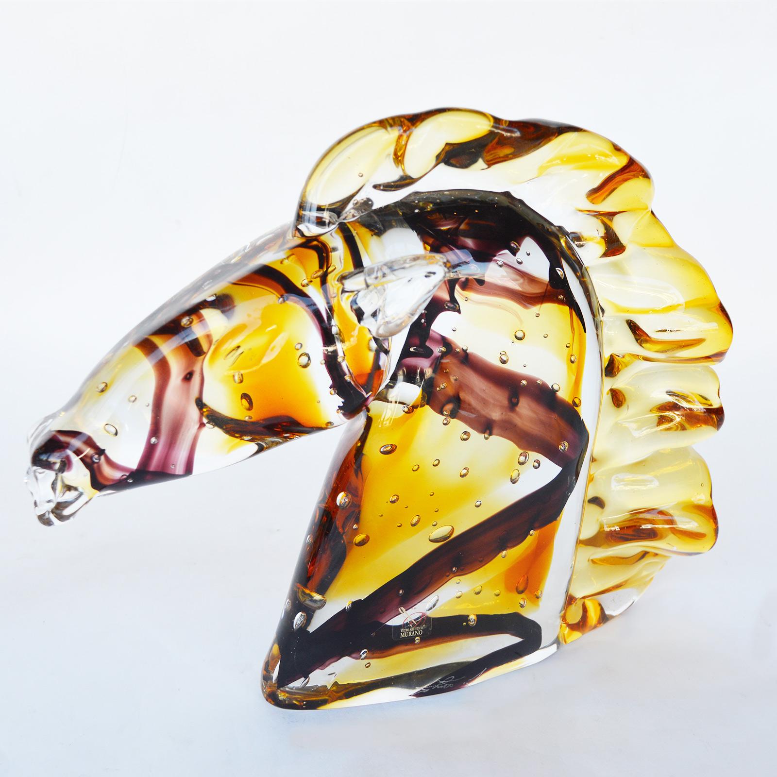 20th Century Set of Three Murano Horses Head Sculptures by Sergio Costantini, 1980s For Sale