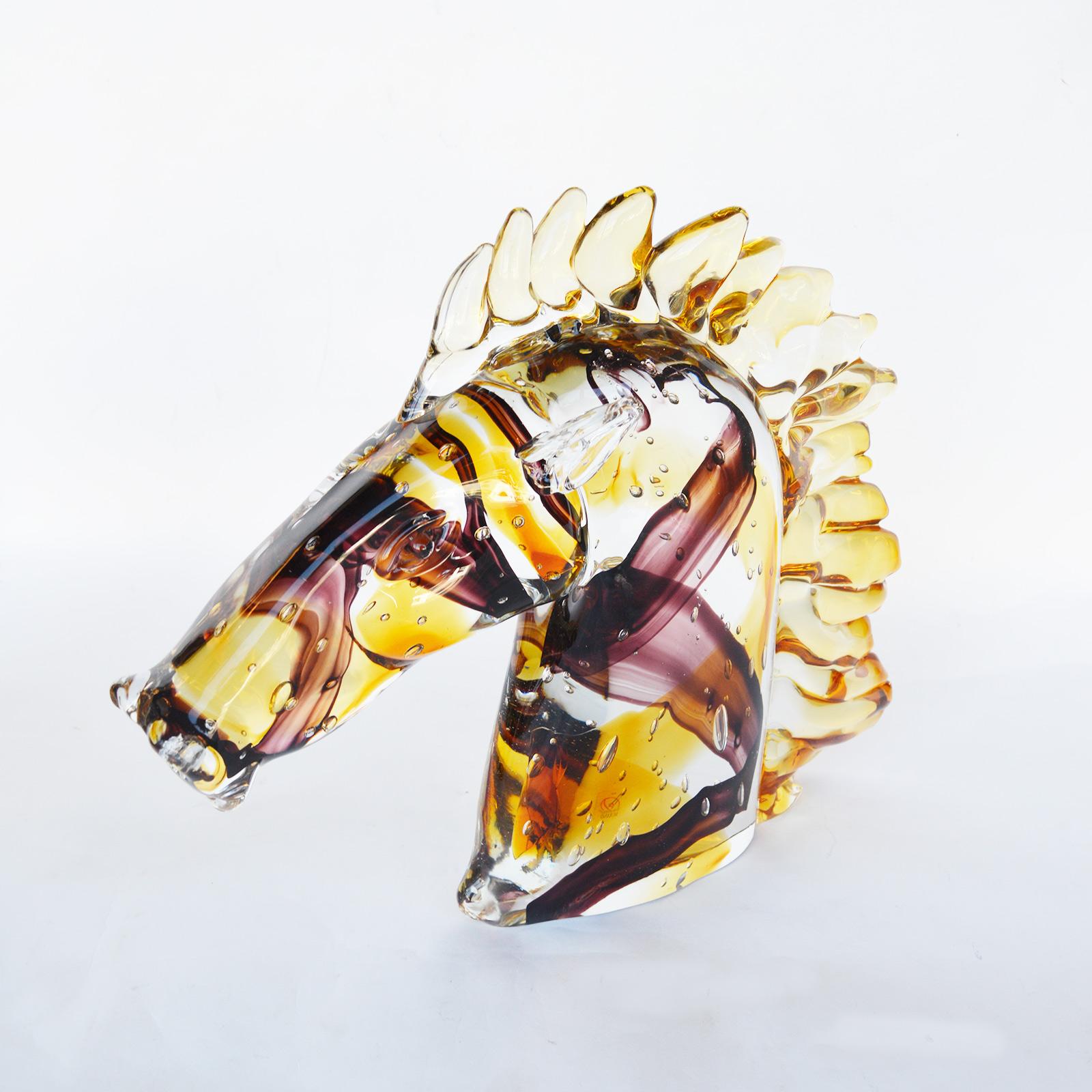 Murano Glass Set of Three Murano Horses Head Sculptures by Sergio Costantini, 1980s For Sale