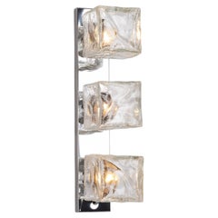 Set of three Murano Ice Glass Wall Lights by Kalmar Cube, Austria, 1960s Set of three Murano Ice Glass Wall Lights by Kalmar Cube, Austria, 1960s