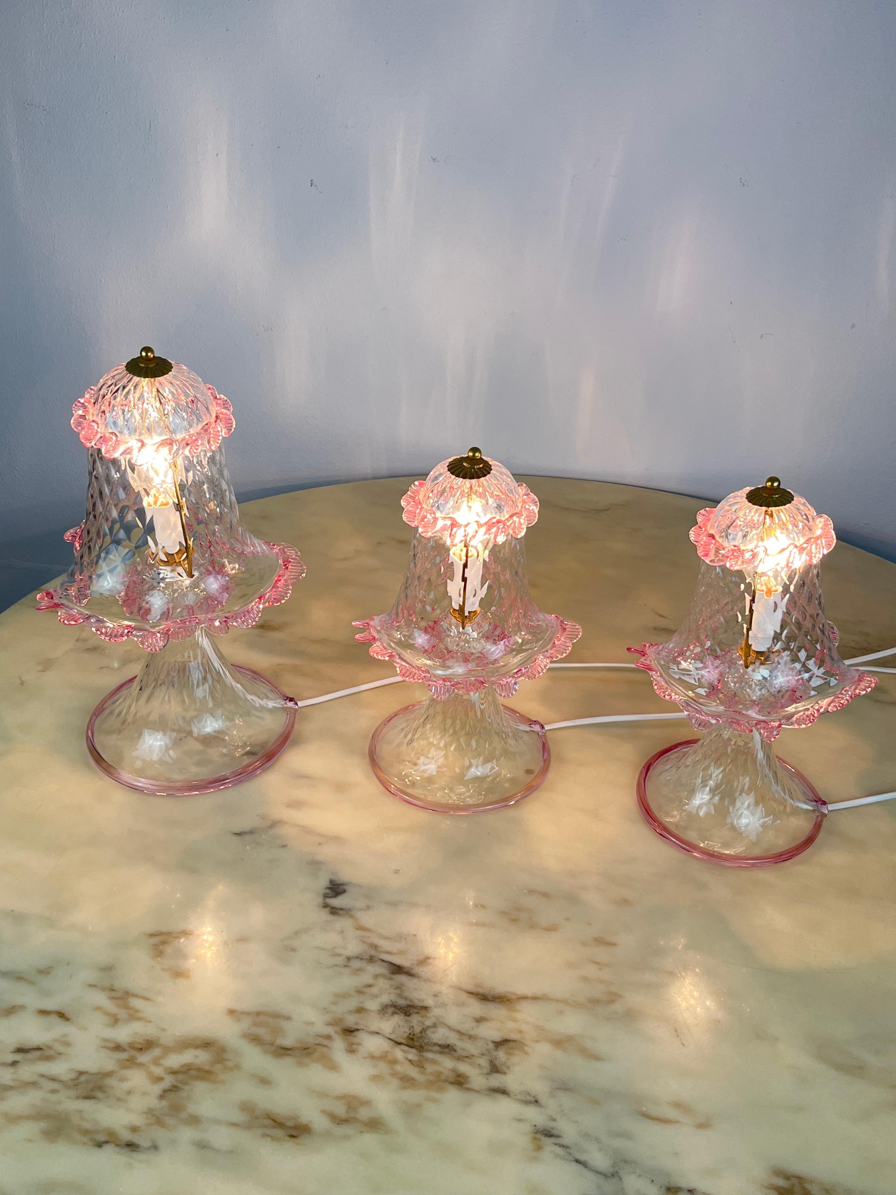 Italian Set of Three Murano Lamps, Italy, 1980s For Sale