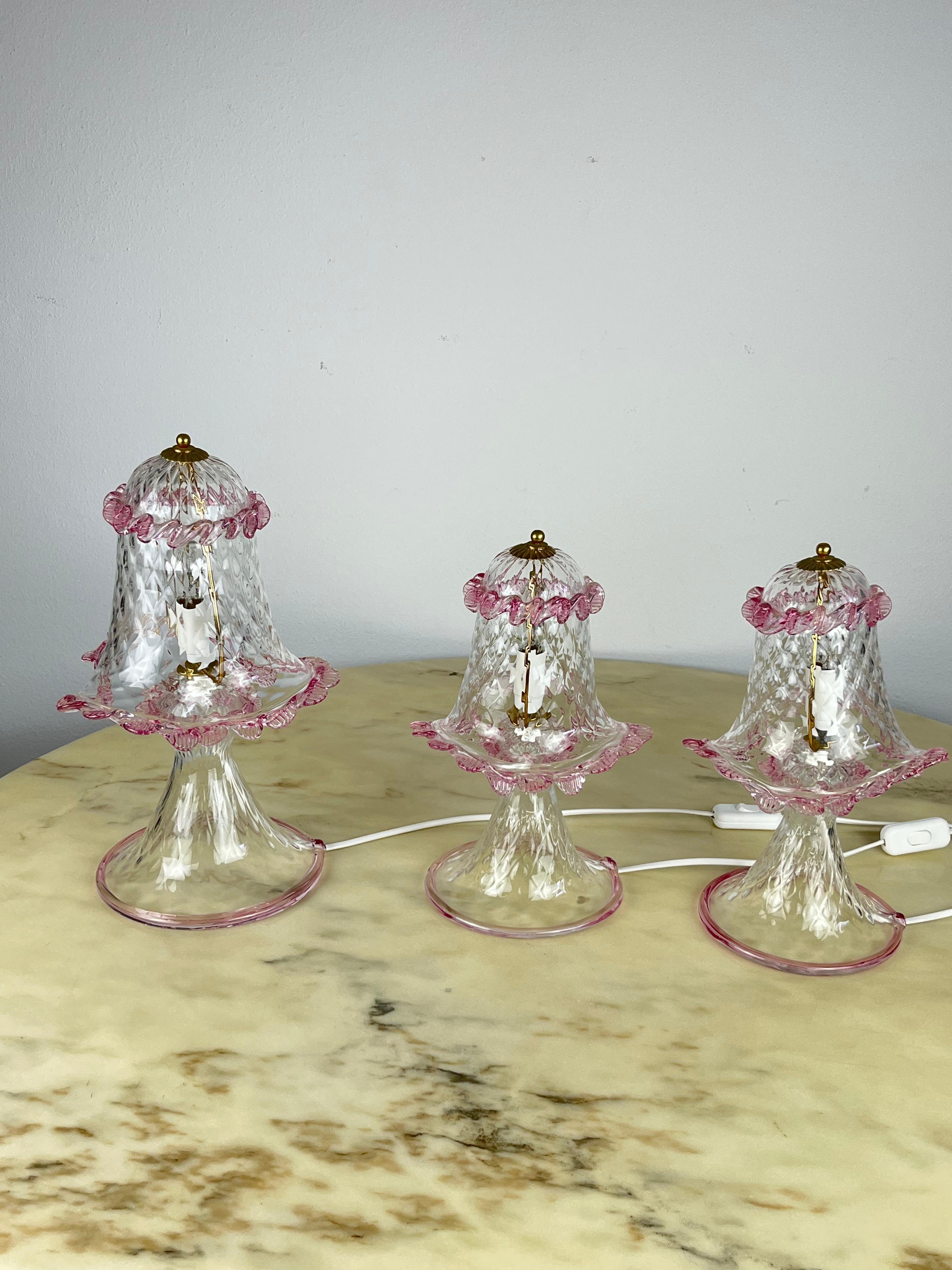 Other Set of Three Murano Lamps, Italy, 1980s For Sale