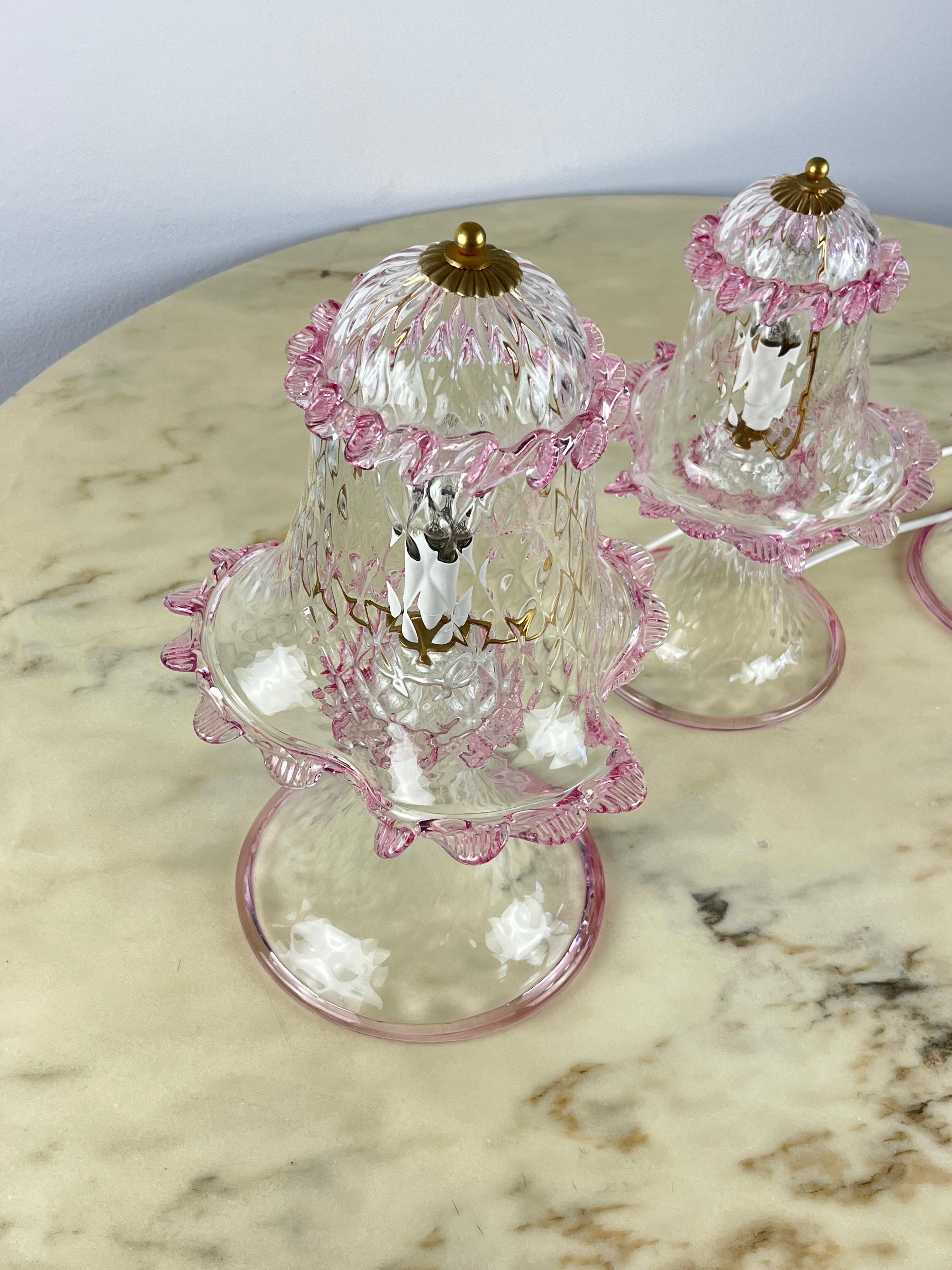 Late 20th Century Set of Three Murano Lamps, Italy, 1980s For Sale