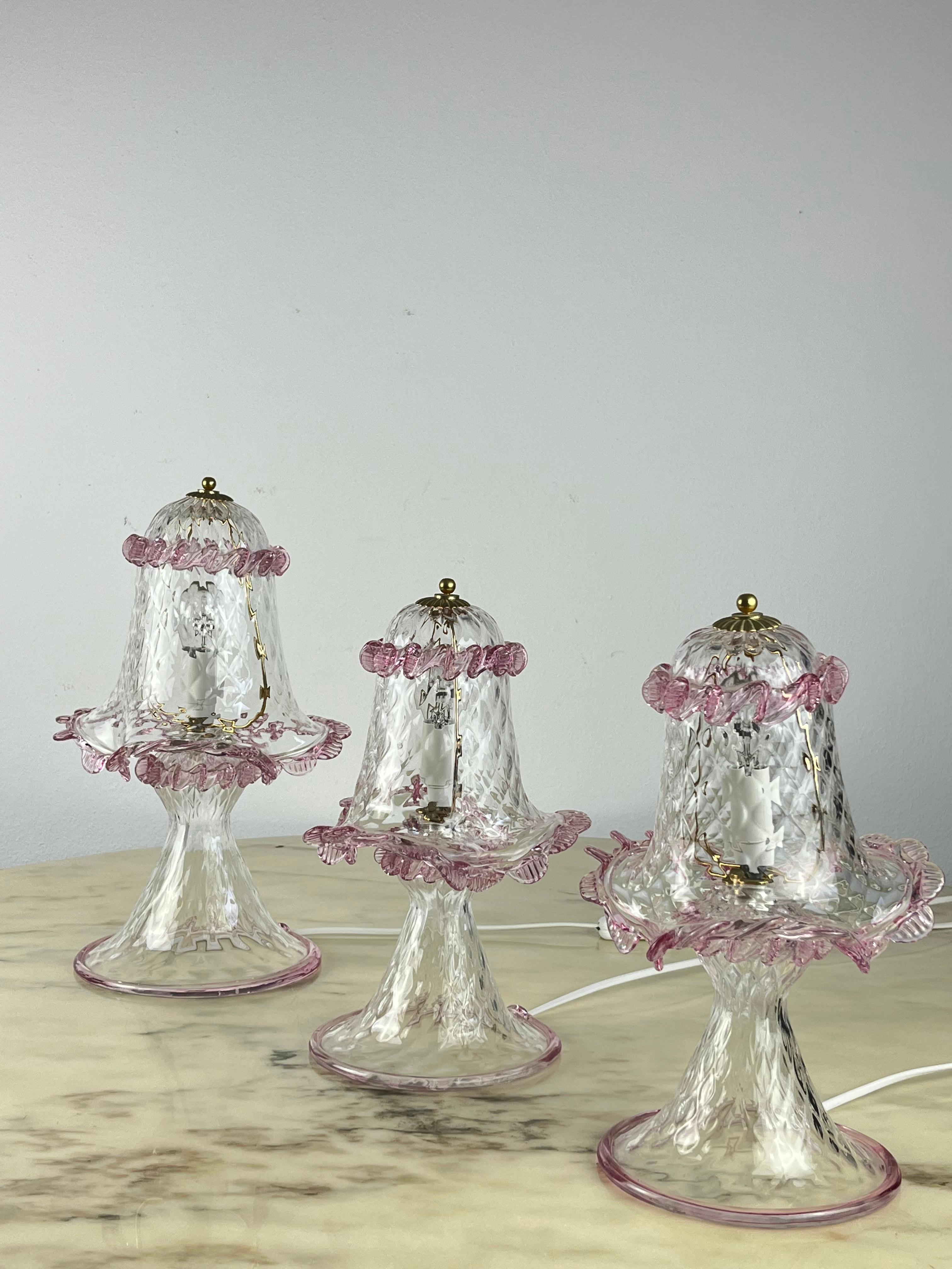 Set of Three Murano Lamps, Italy, 1980s For Sale 2