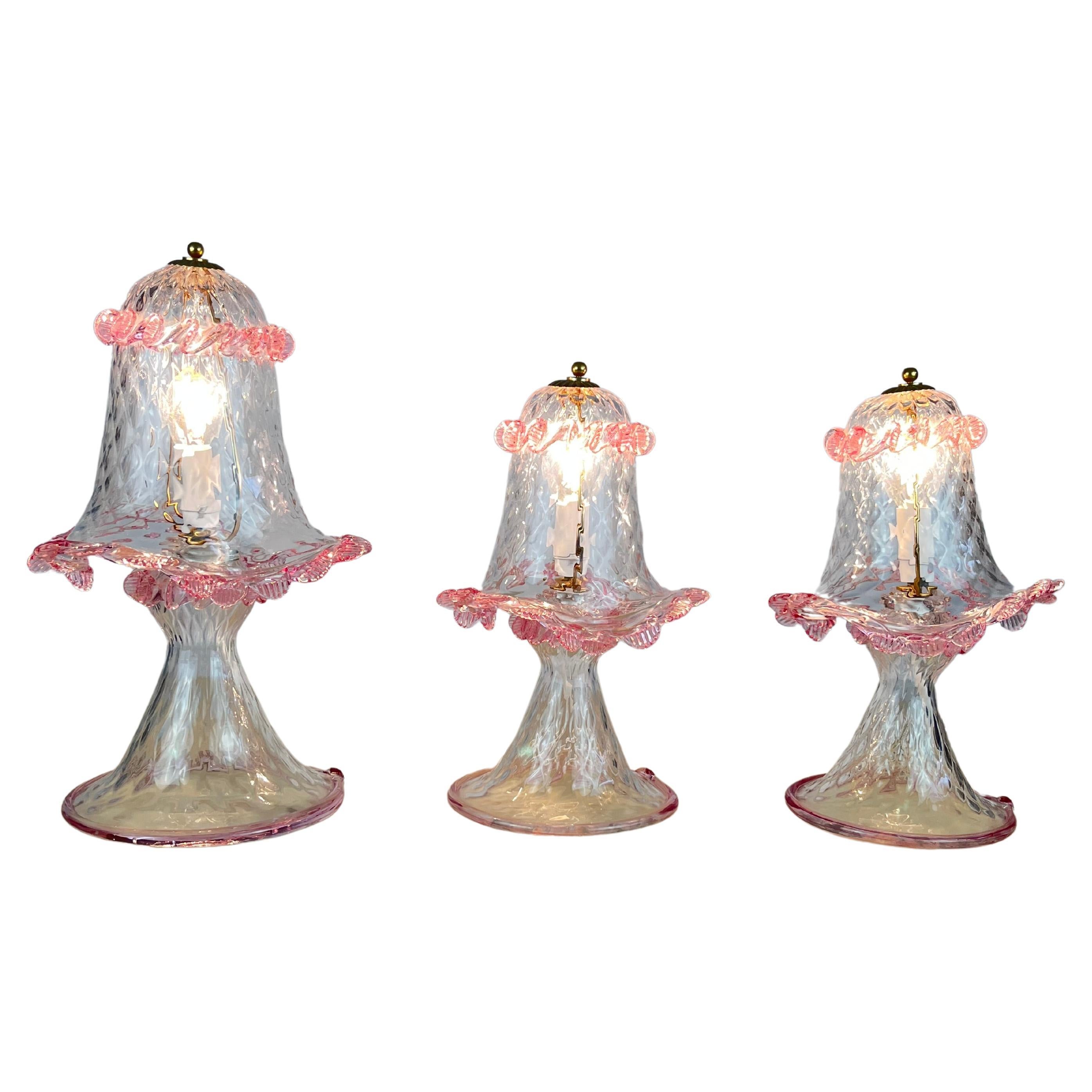 Set of Three Murano Lamps, Italy, 1980s For Sale