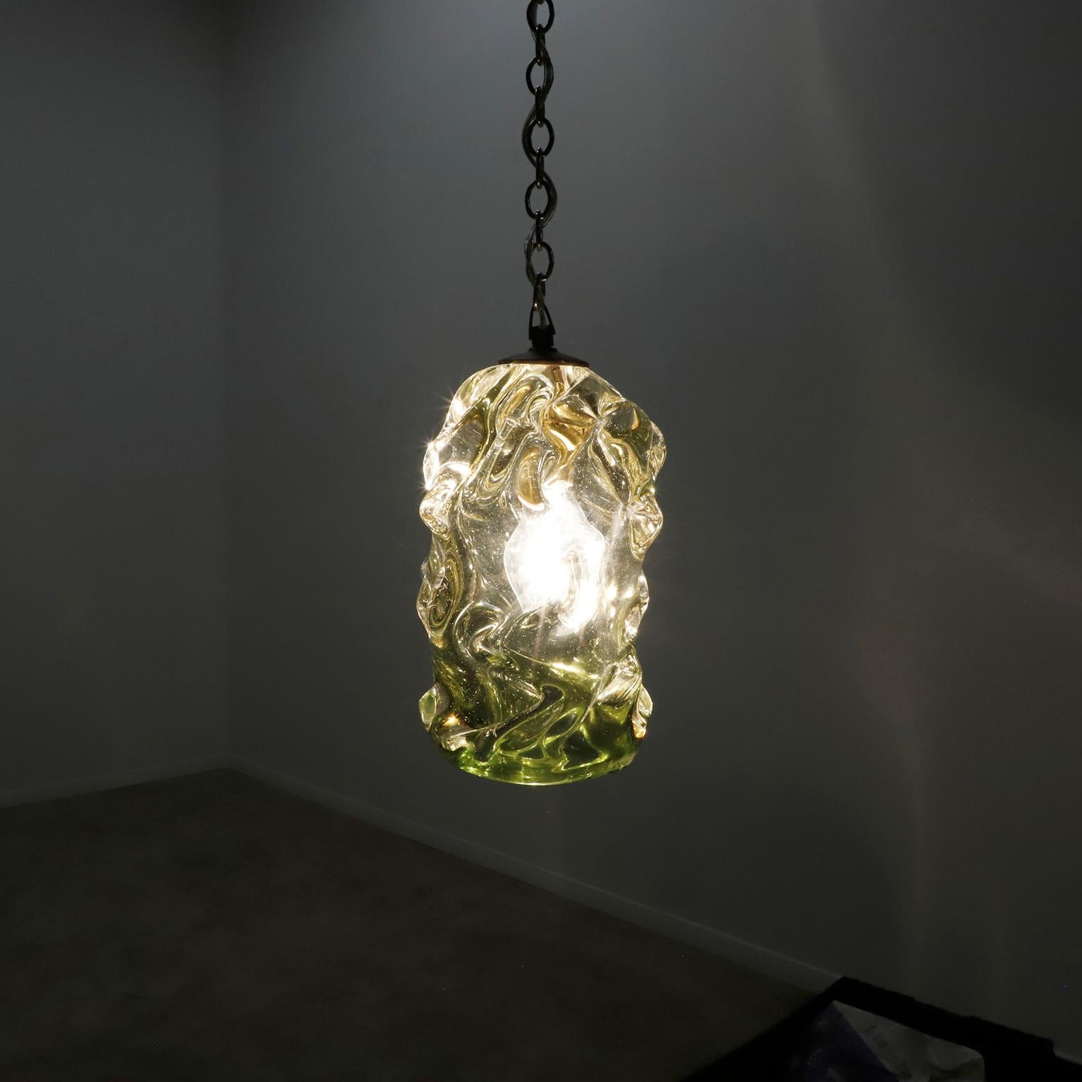 Italian Set of Three Murano Pendant Lights For Sale