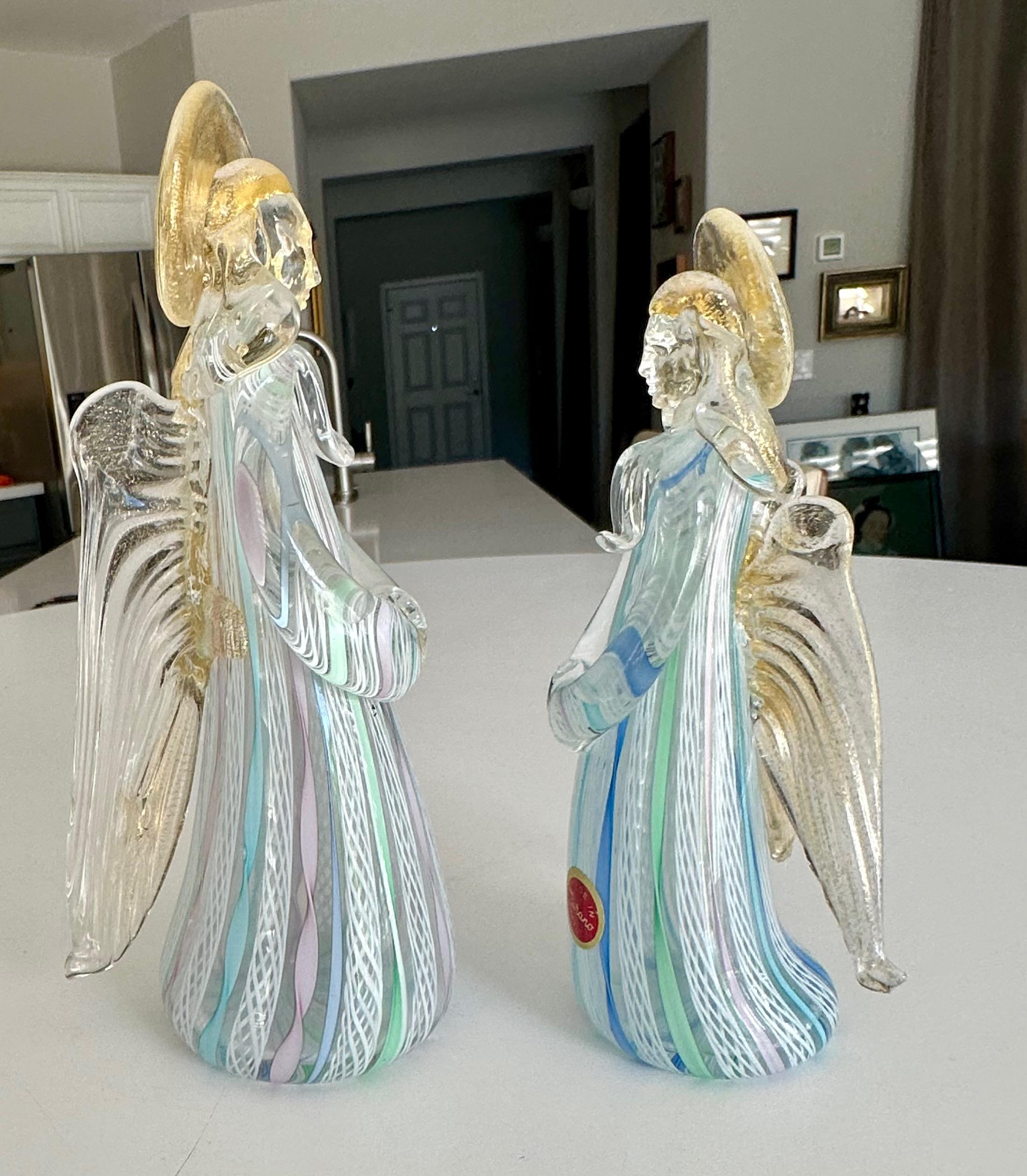 Coppia di figure di angeli in vetro latticino e oro di Murano In condizioni ottime in vendita a Palm Springs, CA