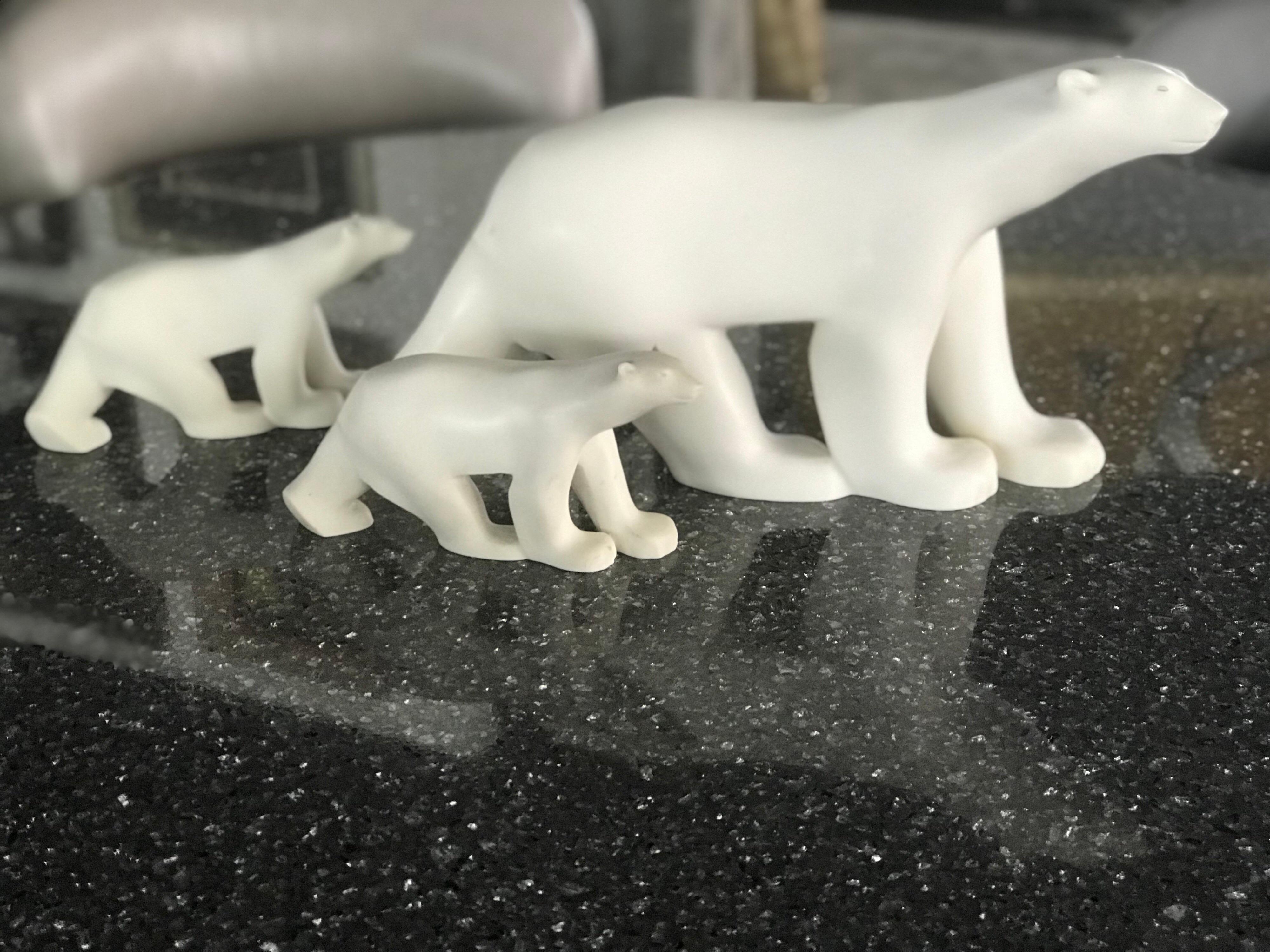 Art Deco Set of Three Museum of Modern Art Polar Bear Sculptures by Francois Pompon