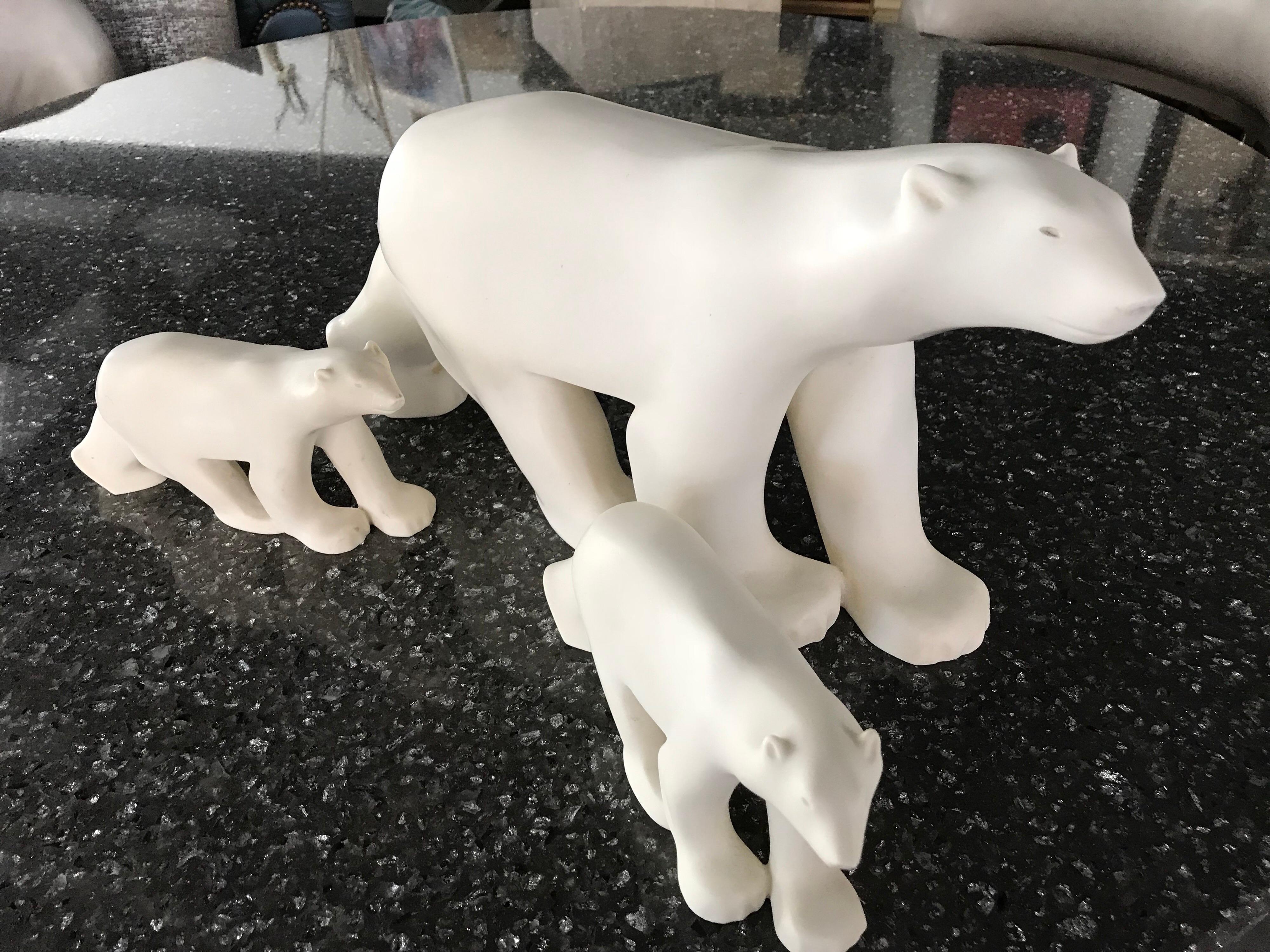 Set of Three Museum of Modern Art Polar Bear Sculptures by Francois Pompon 1