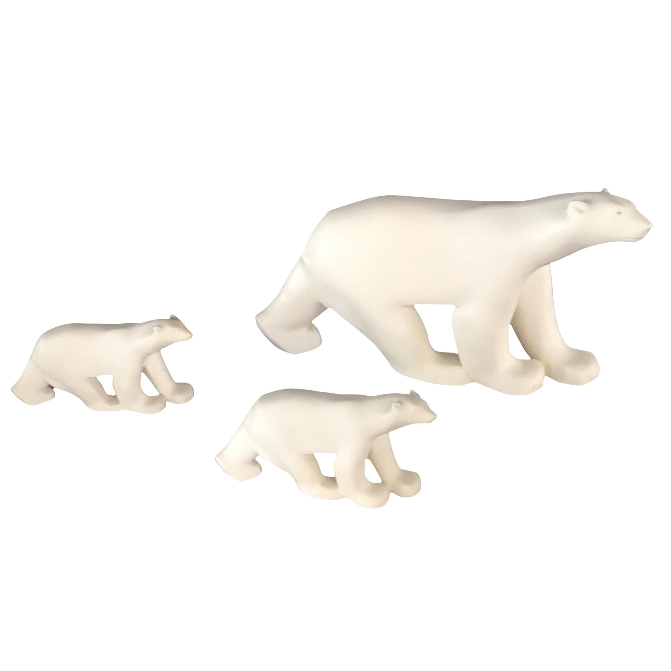 Set of Three Museum of Modern Art Polar Bear Sculptures by Francois Pompon