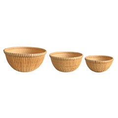 Retro Set of Three Nantucket Lightship Baskets