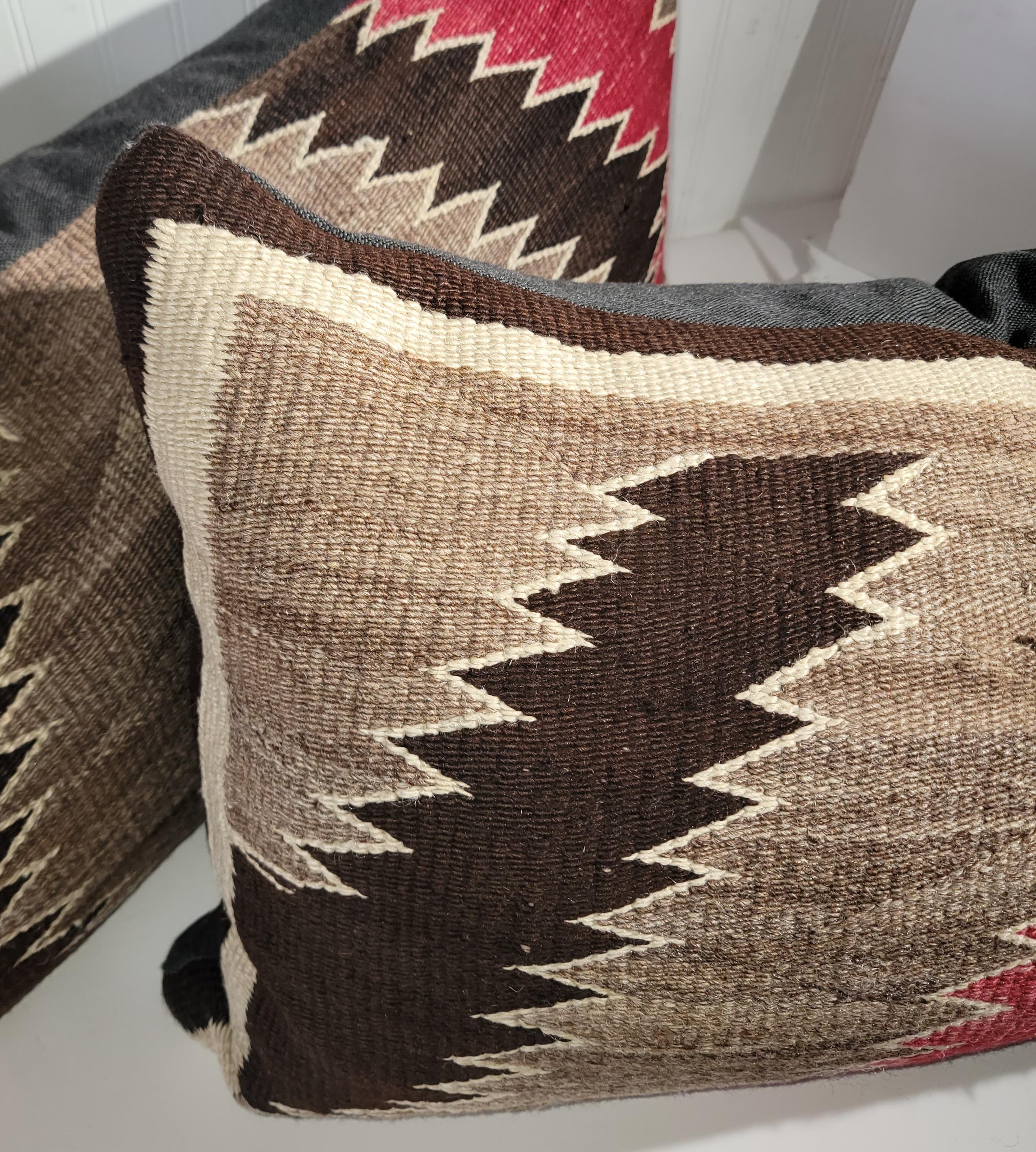 Set of Three Navajo Jigsaw Pattern Bolster Pillows In Good Condition For Sale In Los Angeles, CA