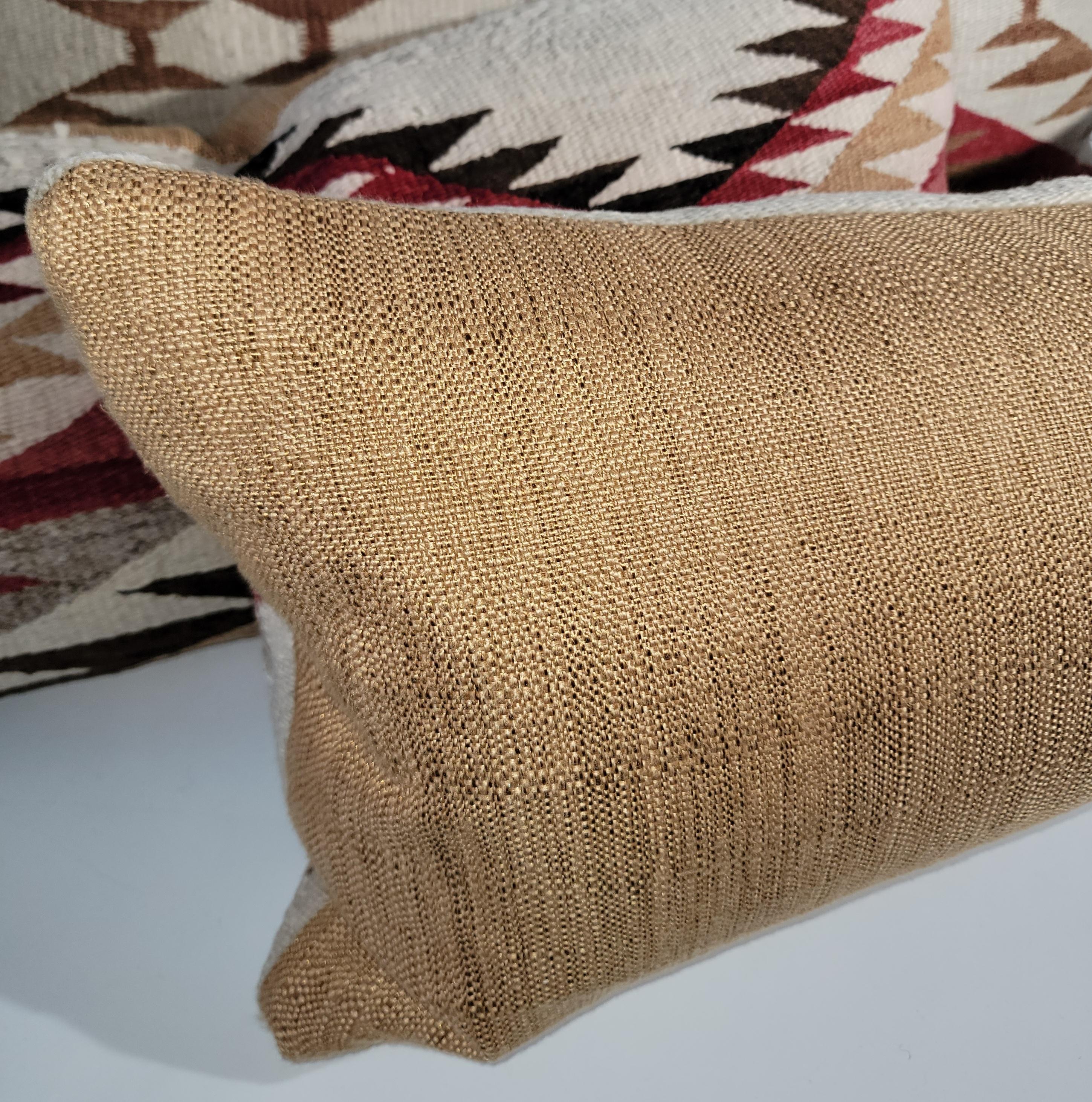 Set of Three Navajo Woven Delectable Mountains Jigsaw Pillows In Good Condition For Sale In Los Angeles, CA