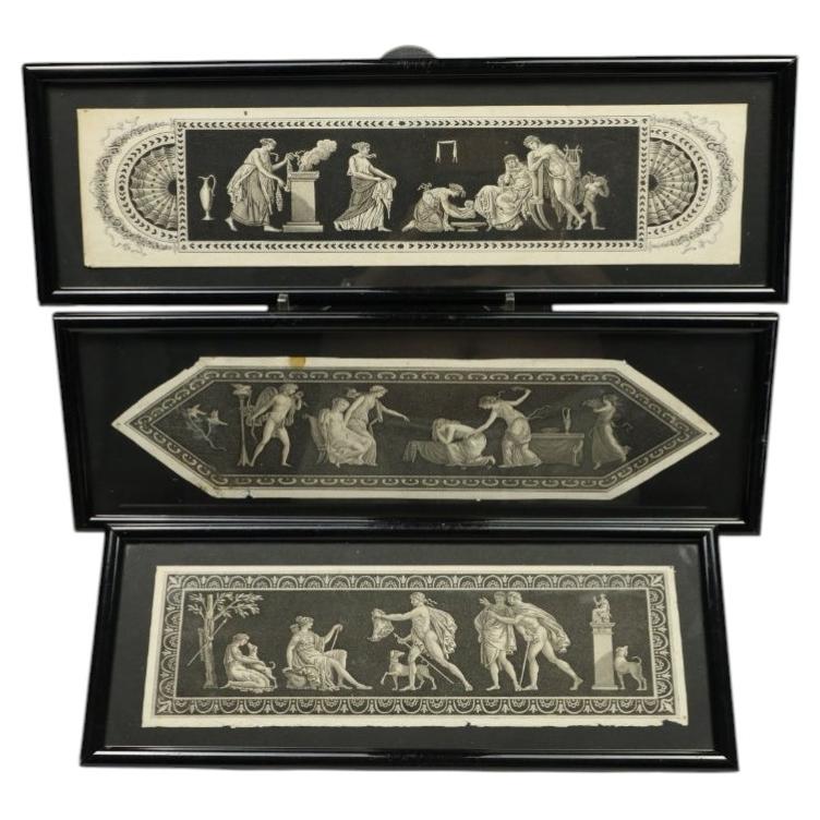 Set of Three Neo-Classical Panoramic Stipple Engravings For Sale