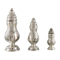 Set of 3 Neo Rococo Sugar Castors in Silver Northern Europe, Early 20th Century