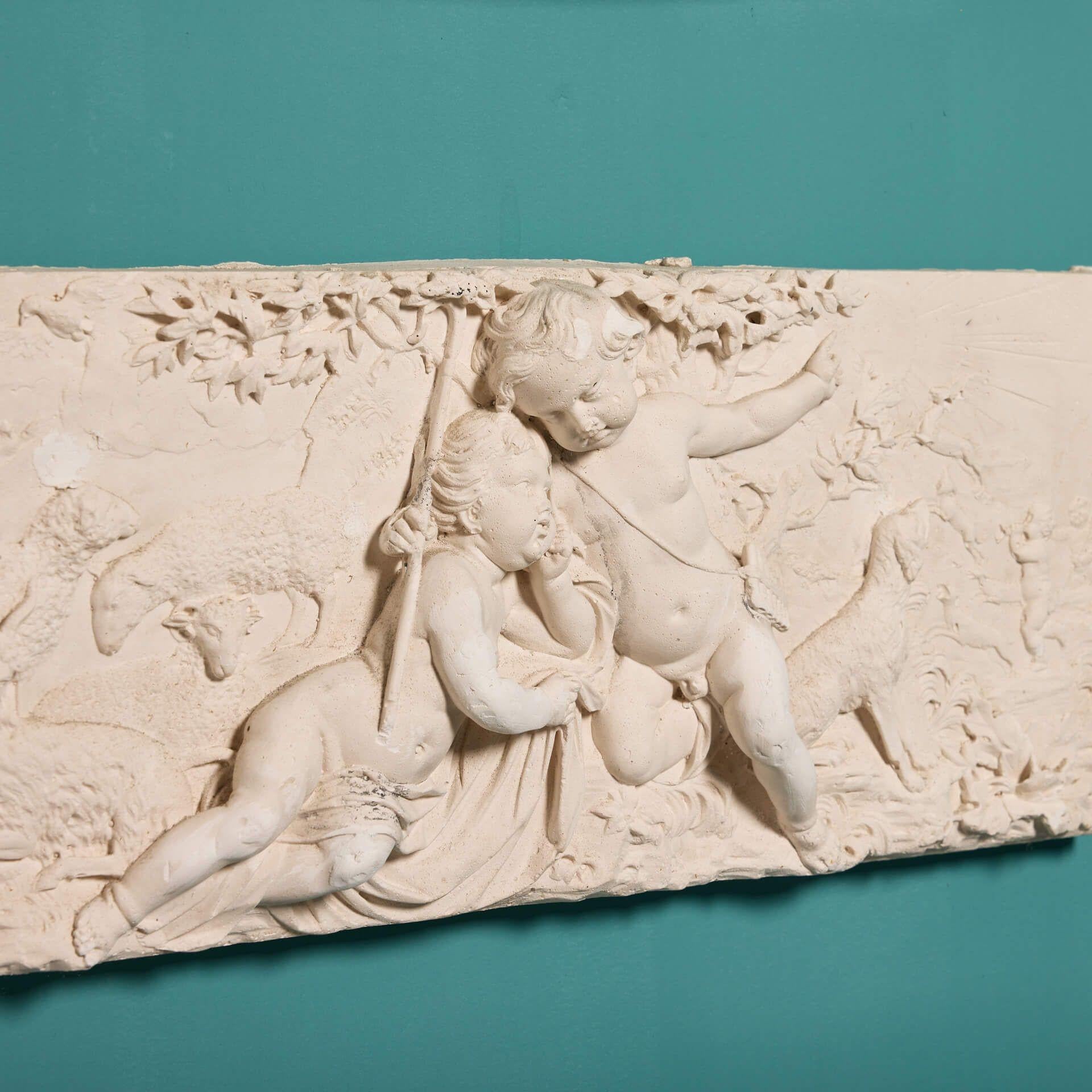 English Set of Three Neoclassical Style Plaster Plaques For Sale