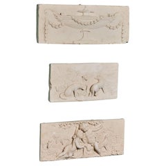 Retro Set of Three Neoclassical Style Plaster Plaques