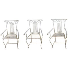 Retro Three Neoclassical Wrought Iron Garden Chairs sold individually