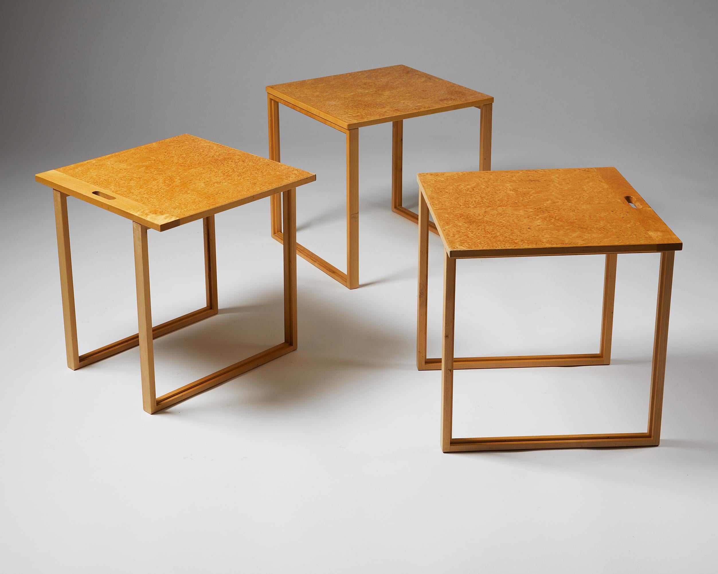 Birch Set of Three Nesting Tables, Anonymous For Sale