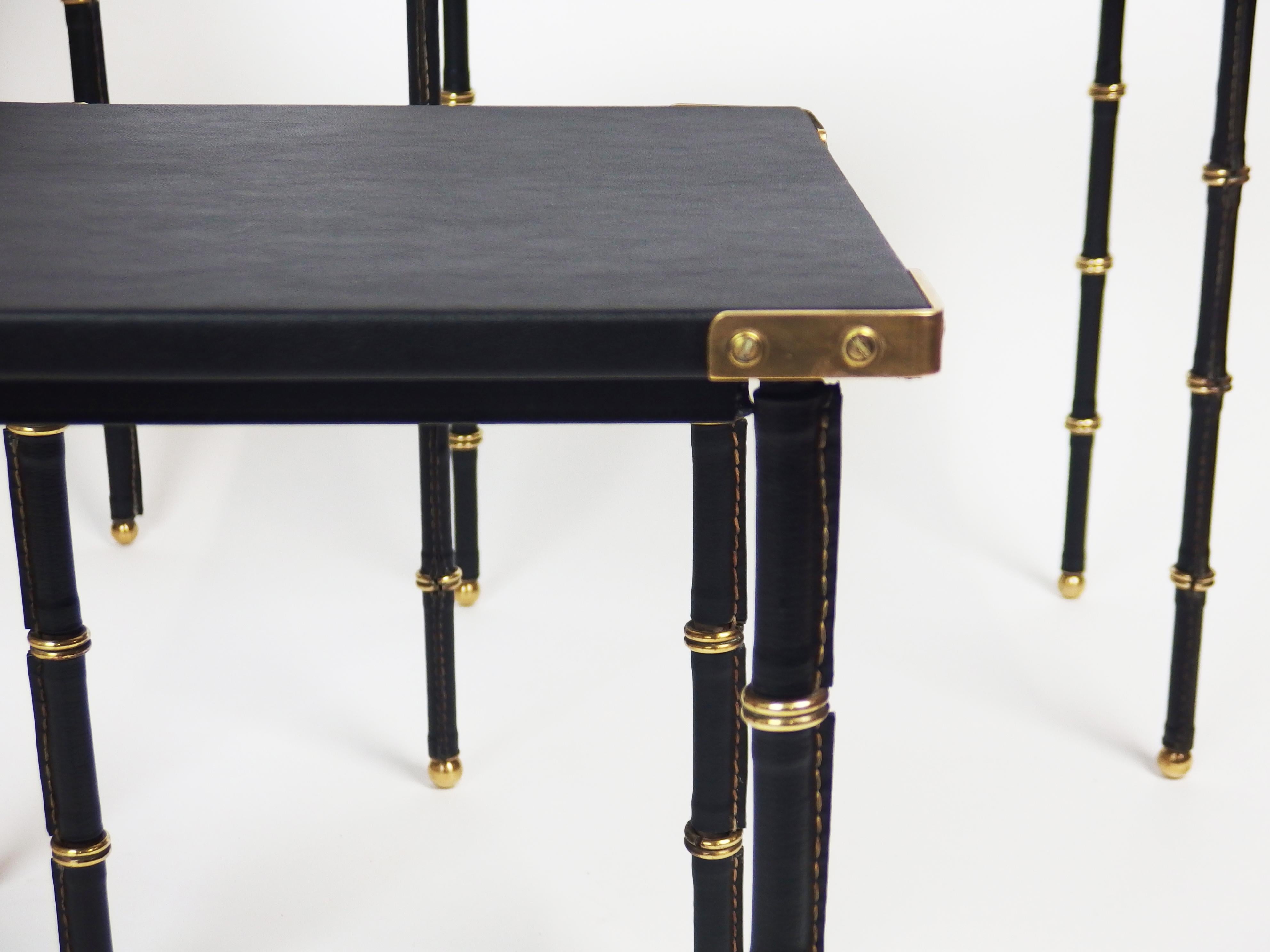 Set of Three Nesting Tables by Jacques Adnet For Sale 2