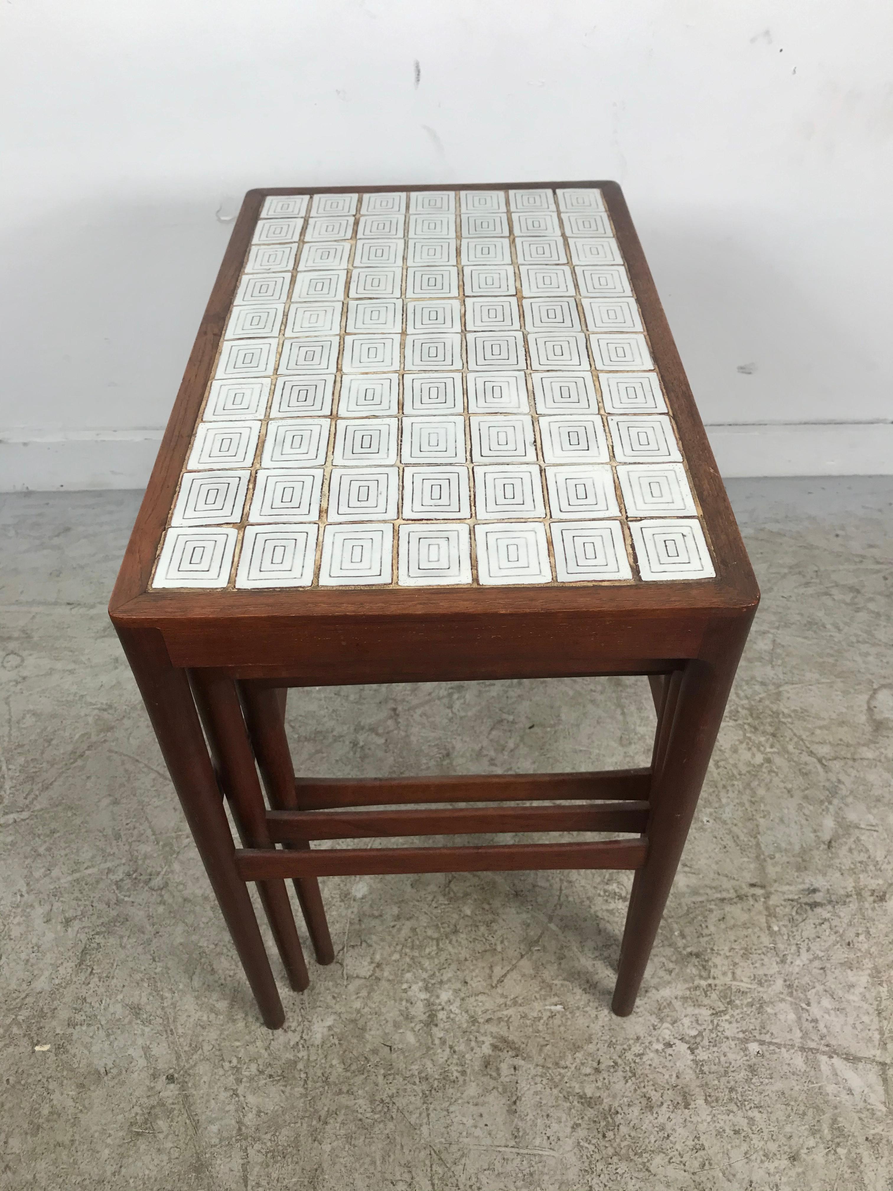 Set of Three Nesting Tables by Knud Mortensen Pour Soren Horn, Stunning Tile Top 3