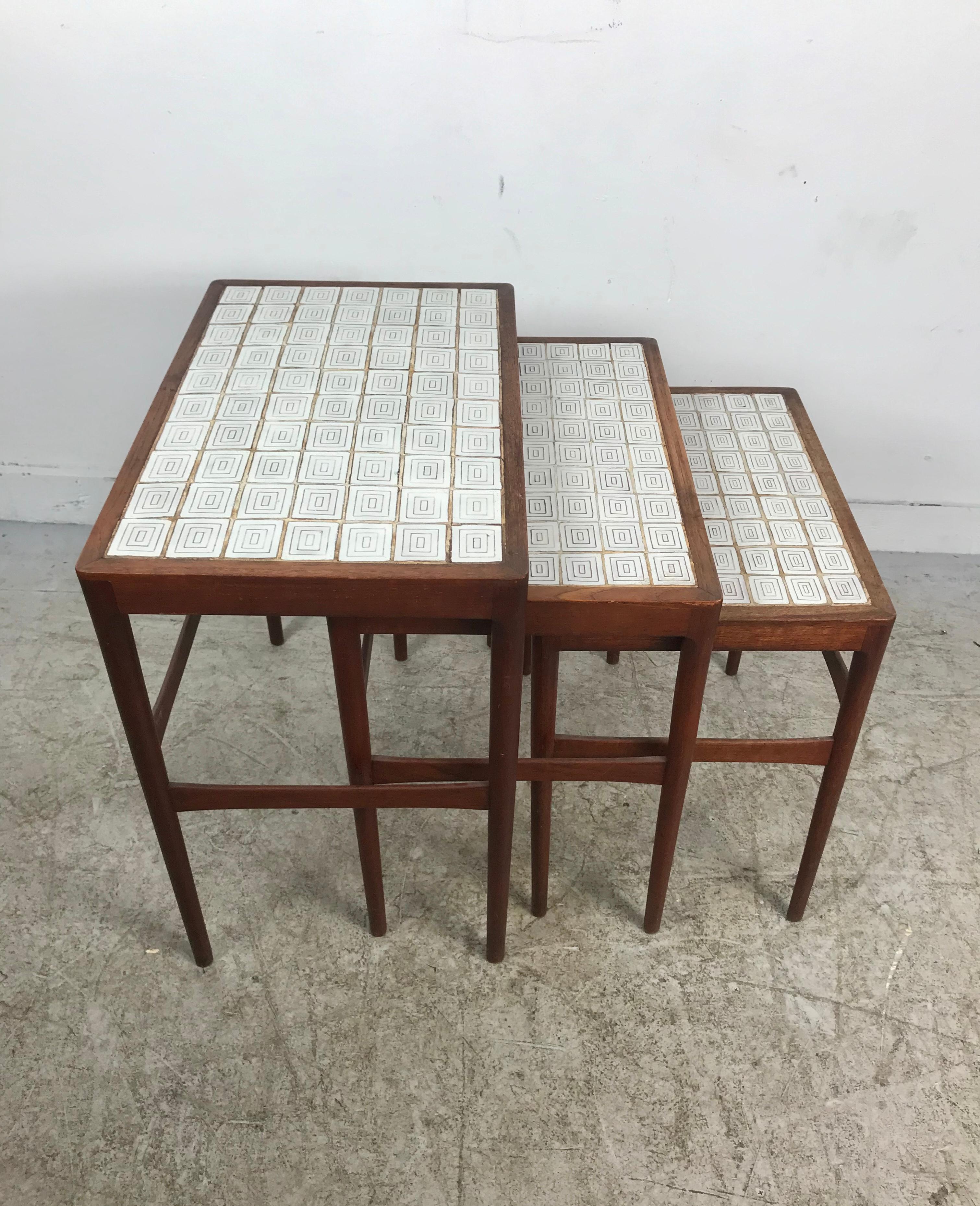 Set of Three Nesting Tables by Knud Mortensen Pour Soren Horn, Stunning Tile Top 5