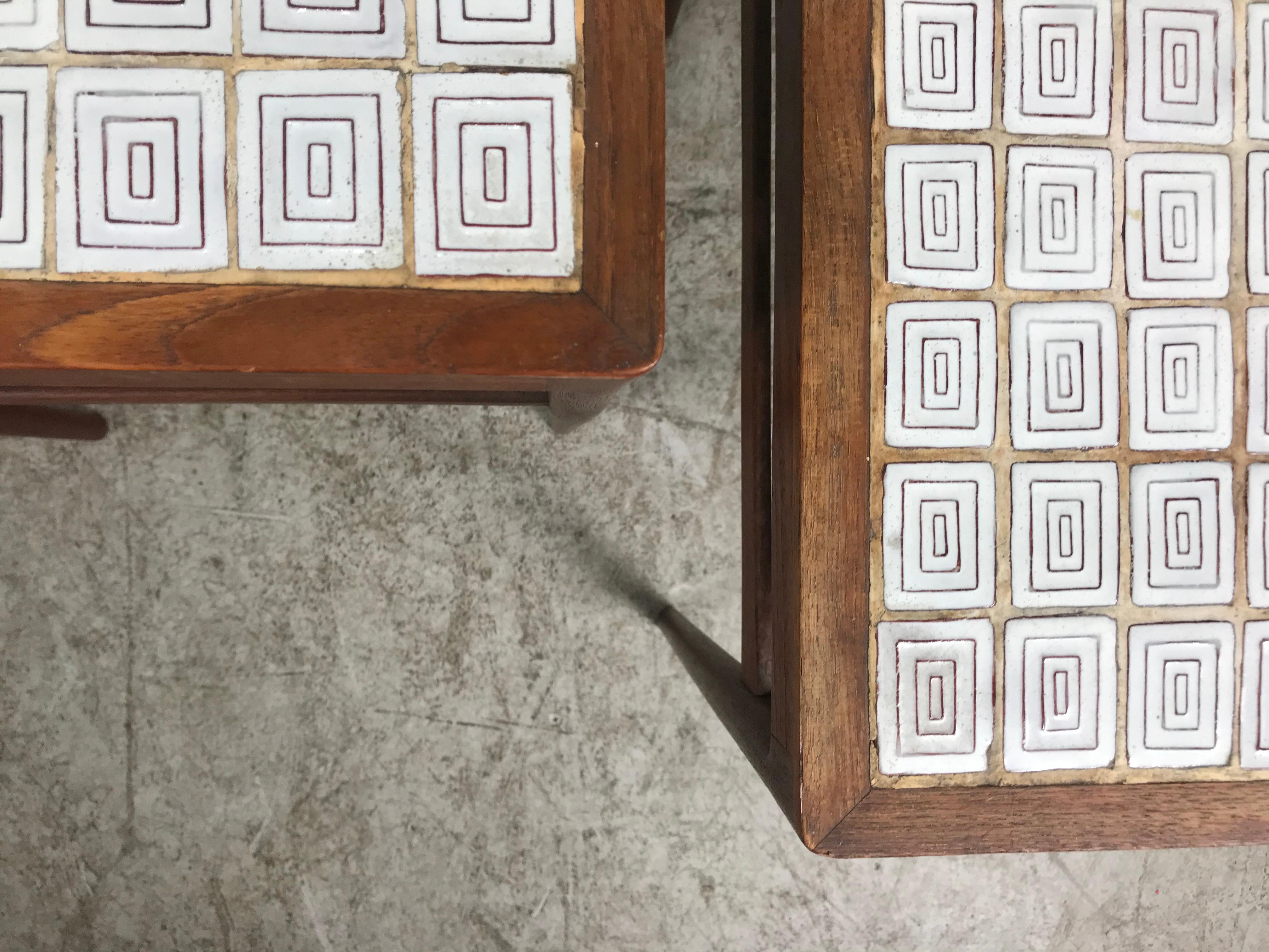 Set of Three Nesting Tables by Knud Mortensen Pour Soren Horn, Stunning Tile Top 6