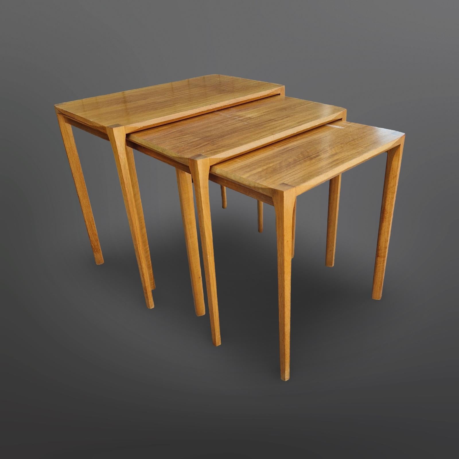 20th Century Set of three nesting tables by Rex Raab for Wilhelm Renz, Germany 1960s For Sale