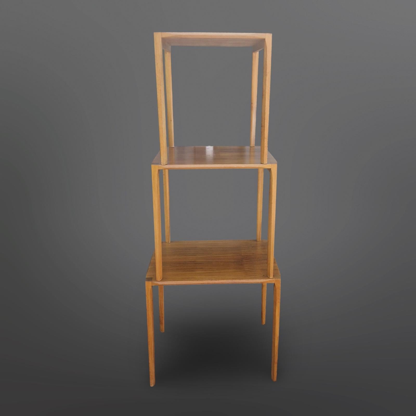 Wood Set of three nesting tables by Rex Raab for Wilhelm Renz, Germany 1960s For Sale