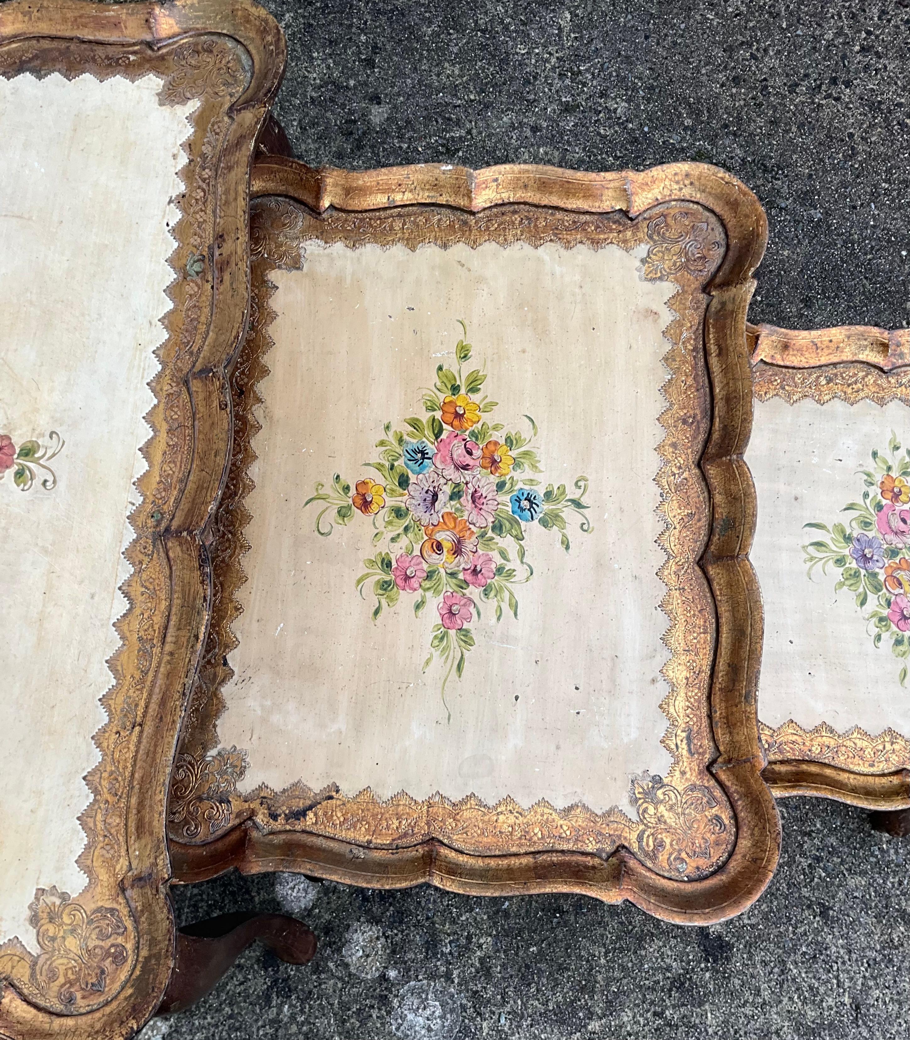 French Set of Three Nesting Tables — Contemporary Louis XV Style